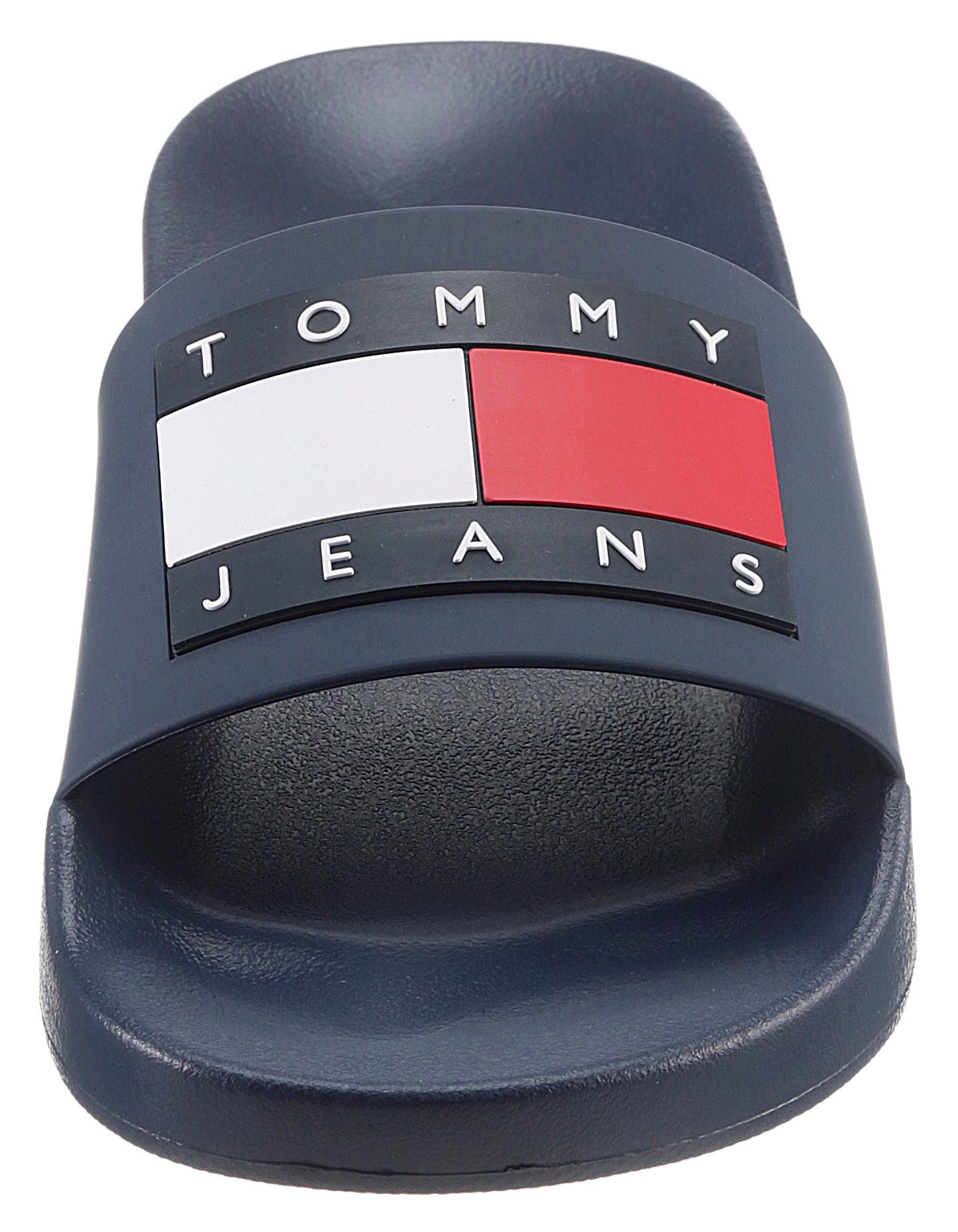 Tommy Jeans TOMMY JEANS POOL SLIDE ESS Badepantolette, Sommerschuh, Poolslides, Schlappen, mit plakativer Logoflag