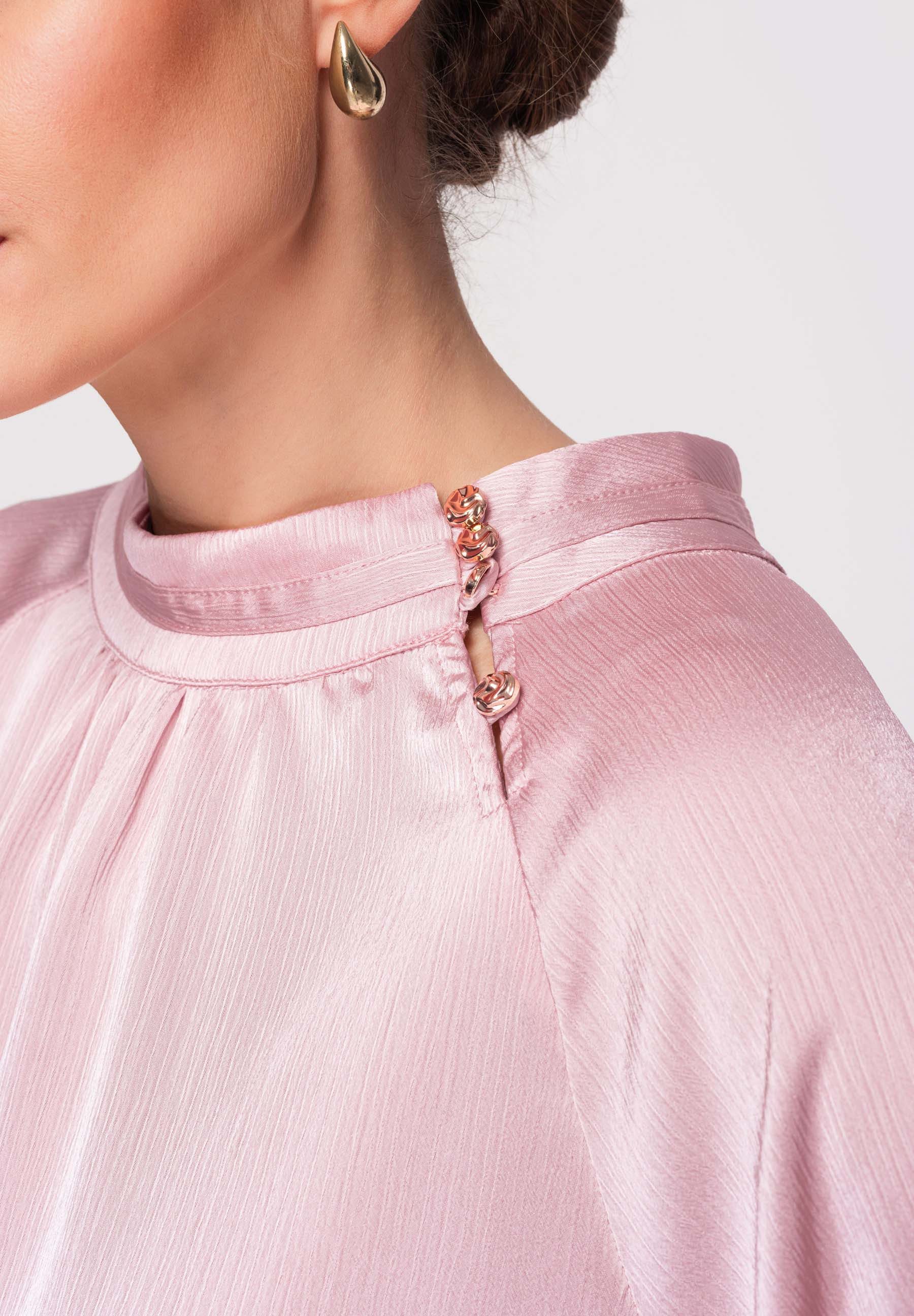 OMBRE Langarmbluse Langarmbluse Damen Elegant Loose Fit Light pink M (kein günstig online kaufen