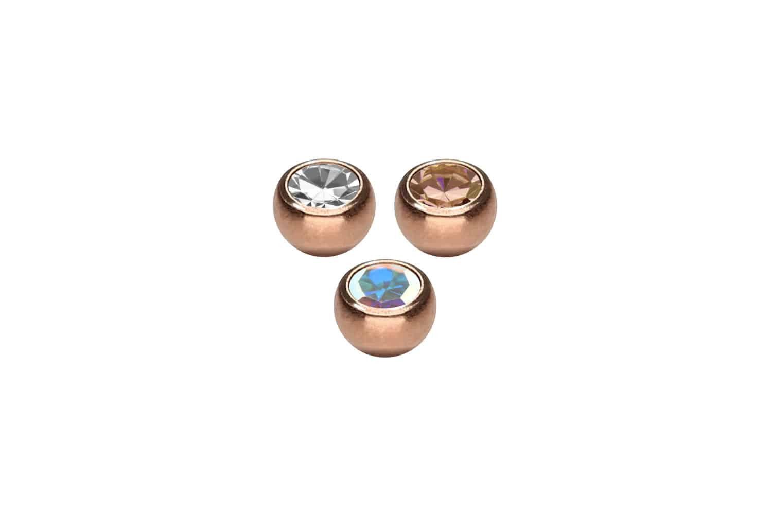 PIERCINGLINE Piercing-Set SET Chirurgenstahl Schraubkugel KRISTALL (Schraub-Aufsätze, 3er SET2 = 1,2 mm Gewinde)