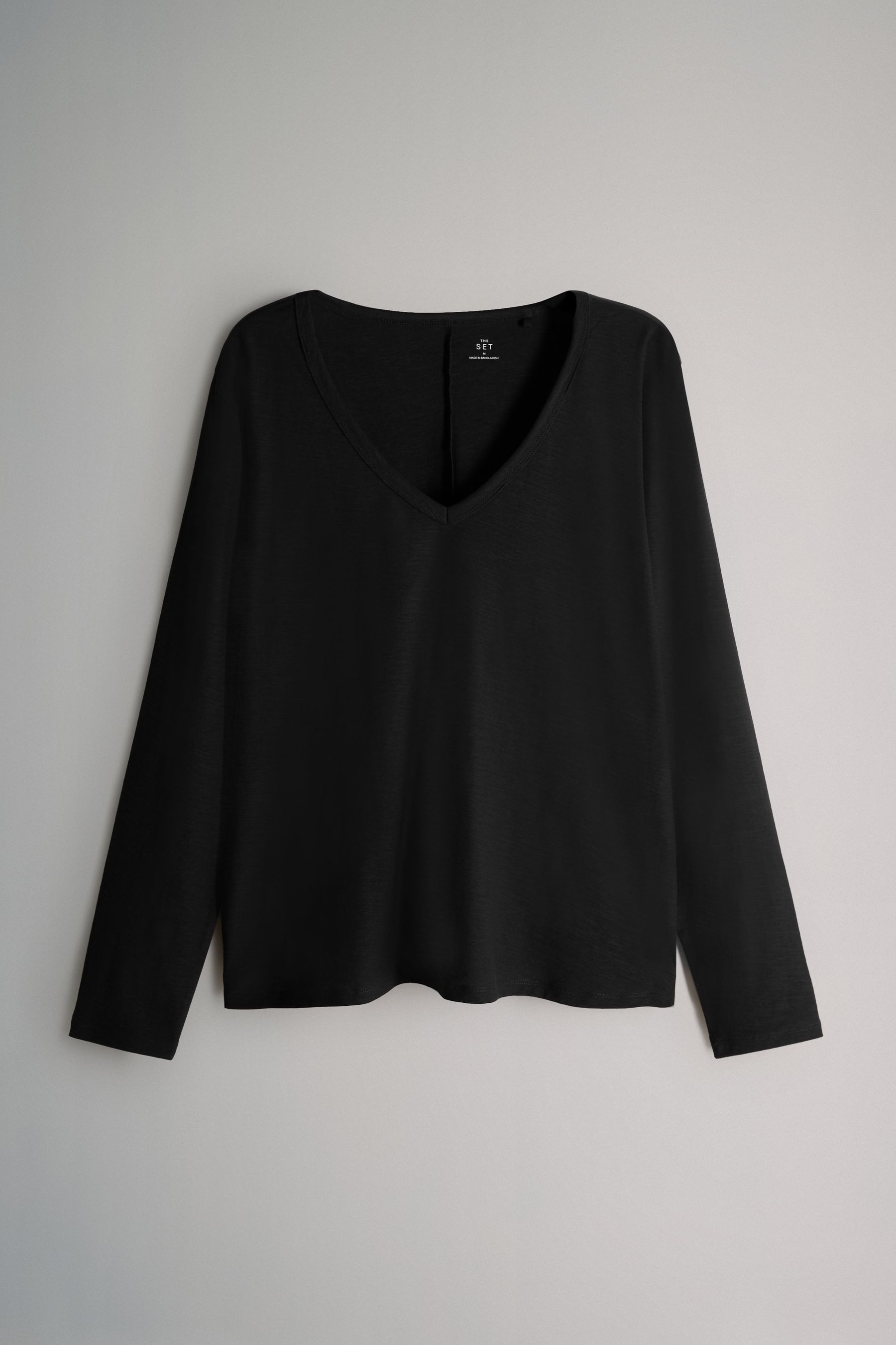 Langarmshirt The Set Langarmshirts mit V-Ausschnitt, 3er-Pack