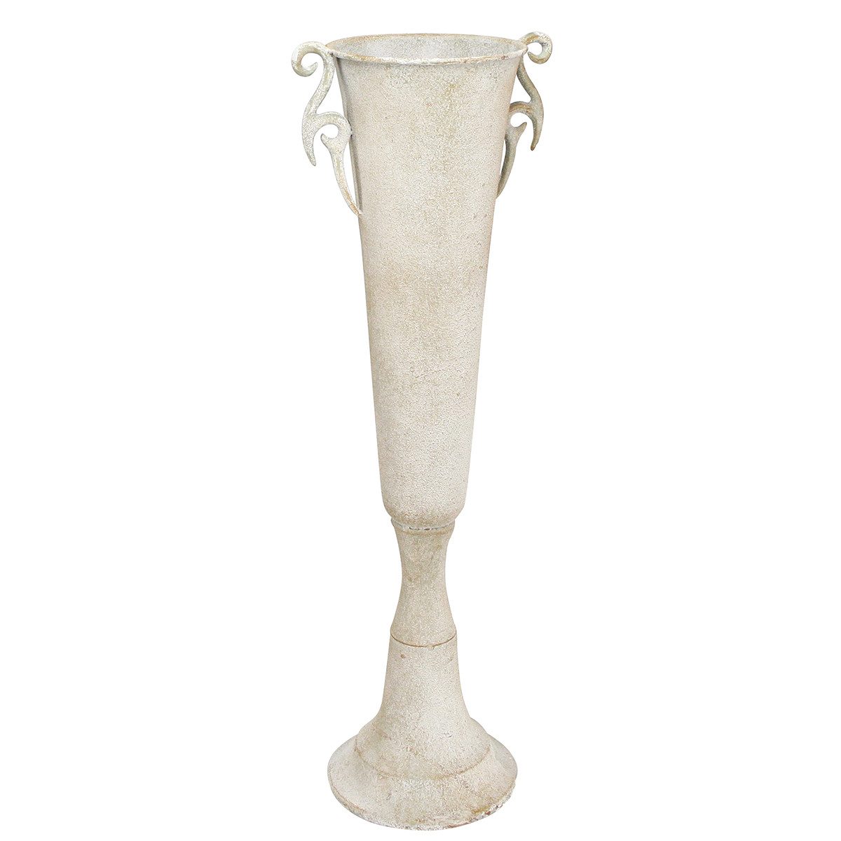 Dekoschale Deko-Pokal-Vase Vintage Metall Antik-Stil mit Griffen, Grau, Ø15cm