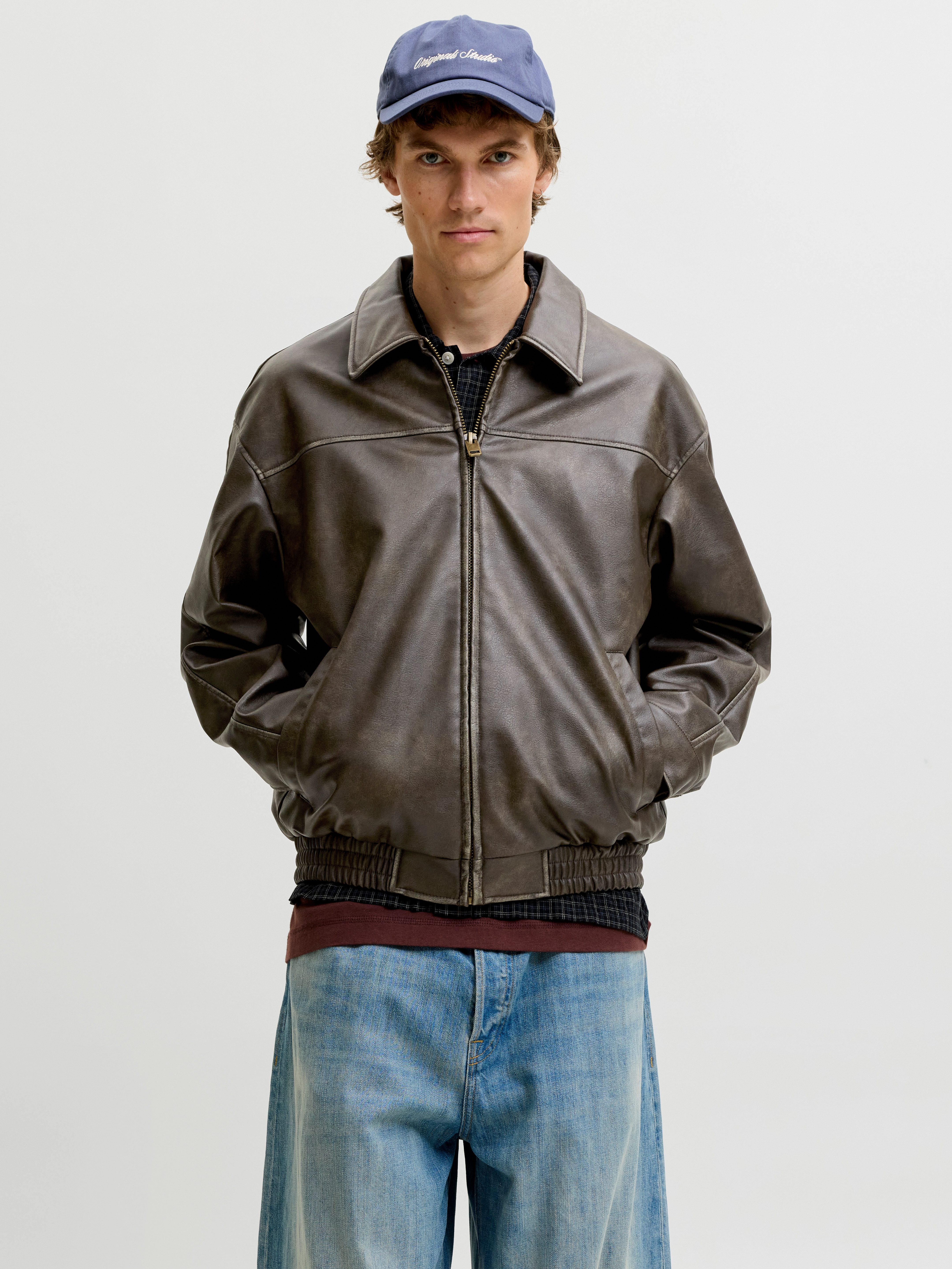 Jack & Jones Lederimitatjacke JJMARLON PU JACKET Kunstfaser, regular fit