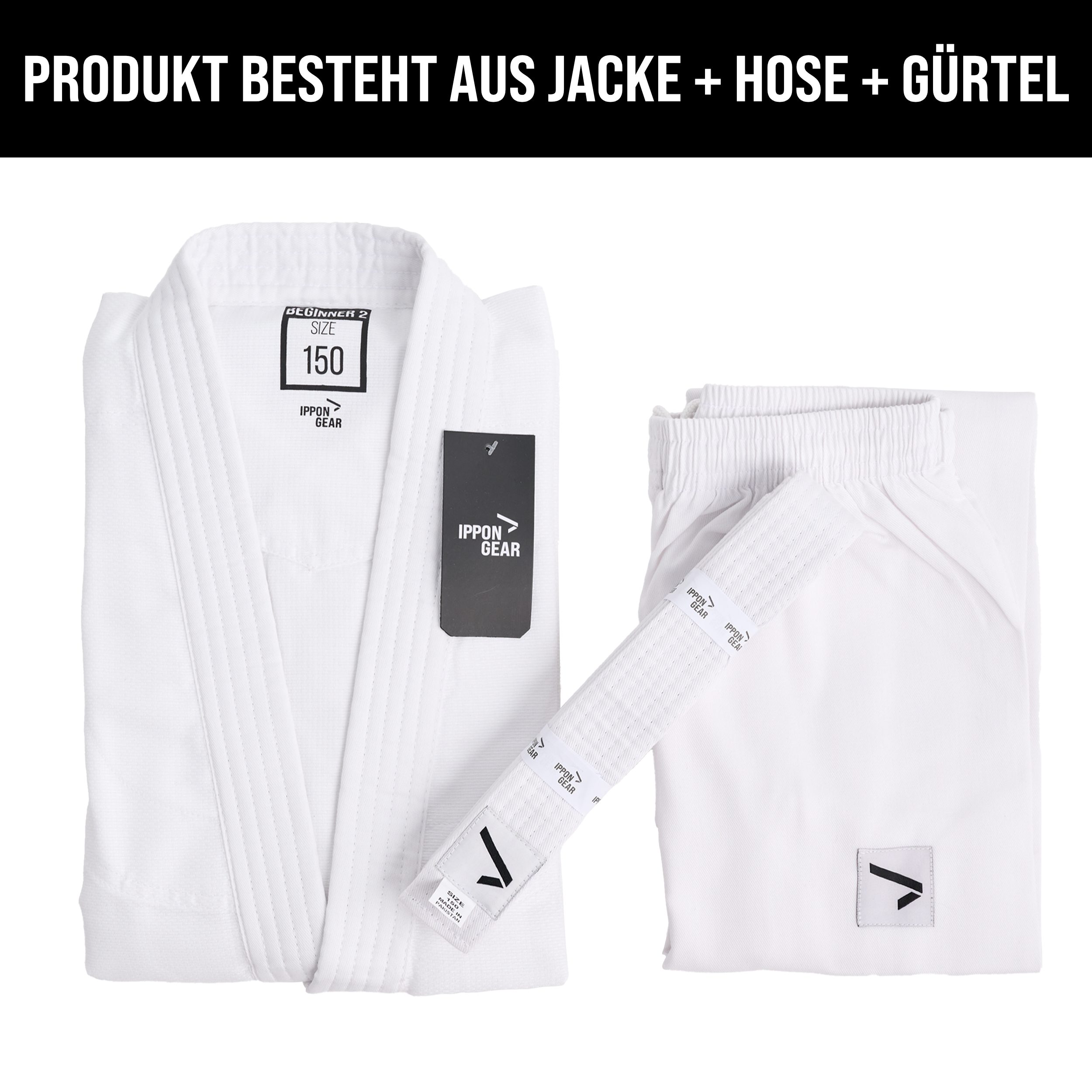IPPONGEAR Judoanzug Beginner 2, Gummizug & Schnürbund an der Hose I 190gr/m² Stoffdichte