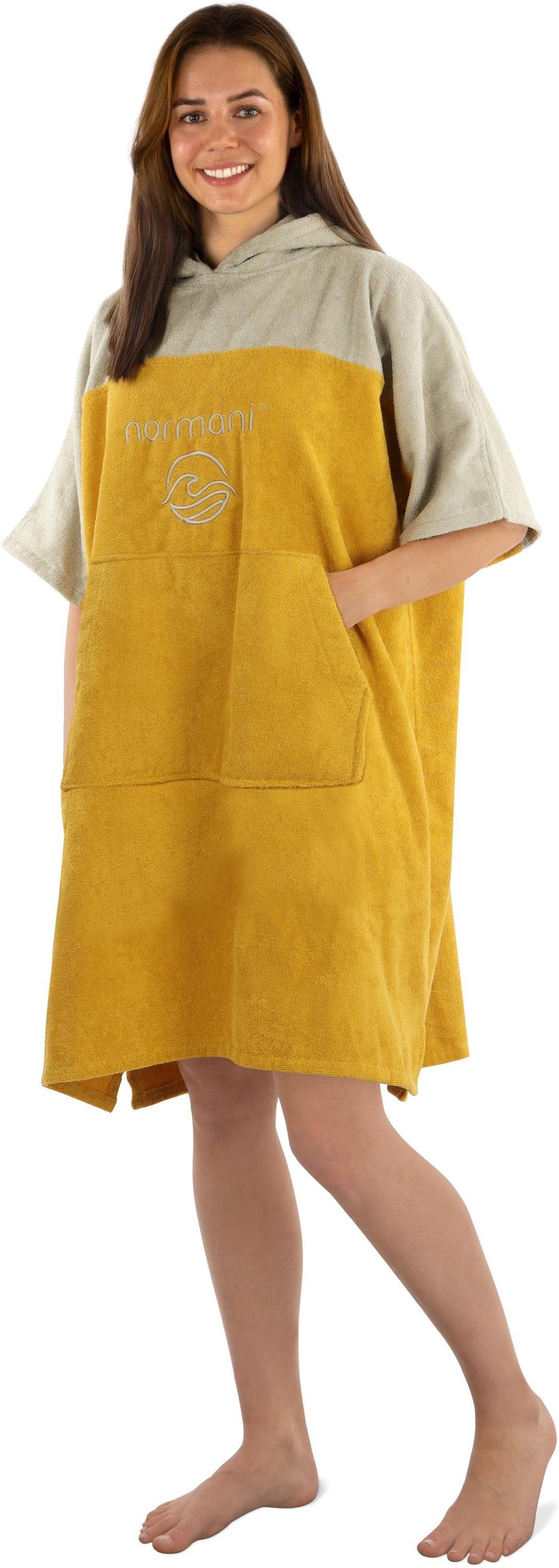 normani Badeponcho Surfer Poncho Kuta, Bio-Baumwolle, Kapuze, Schlupf, Badeponcho aus 100 % saugstarker Bio-Baumwolle
