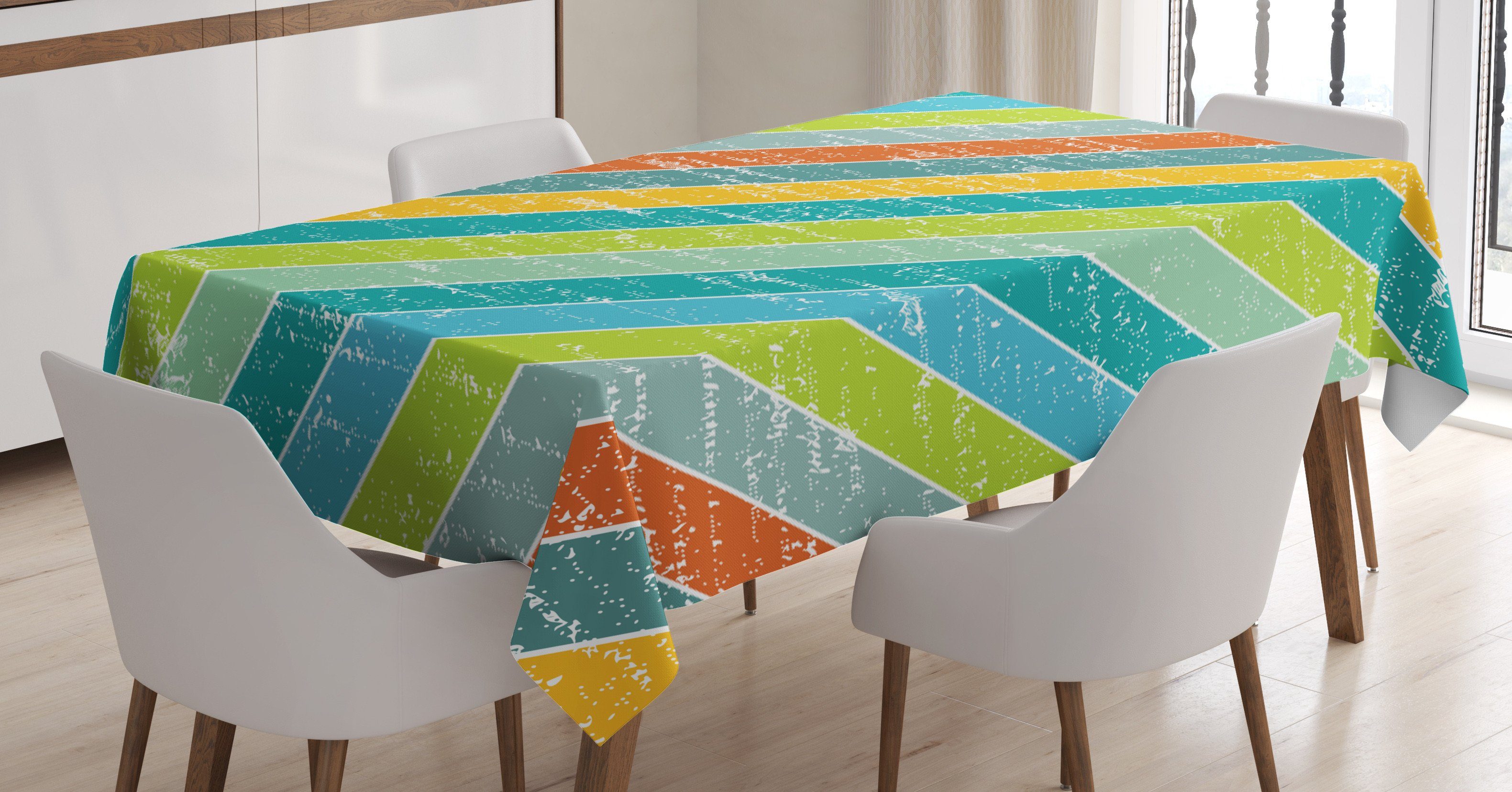 Jahrgang Tischdecke Farbfest Rainbow Farben, Klare geeignet Waschbar den Außen Diagonal-Streifen Abakuhaus Für Bereich