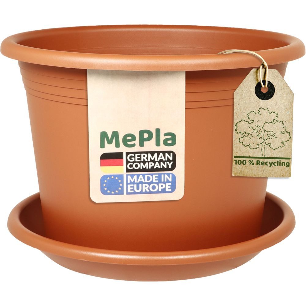 Heimwerkercenter Blumentopf MePla Blumentopf Cylindro ø18cm, Untersetzer ø17cm Terra, Kunstoff