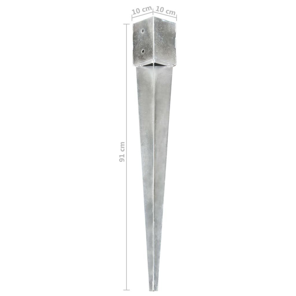 vidaXL H-Pfostenanker cm Erdspieße Silbern Stk. Stahl, 10×10×91 Verzinkter 12 (12-St)