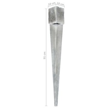 vidaXL H-Pfostenanker Erdspieße 12 Stk. Silbern 10×10×91 cm Verzinkter Stahl, (12-St)