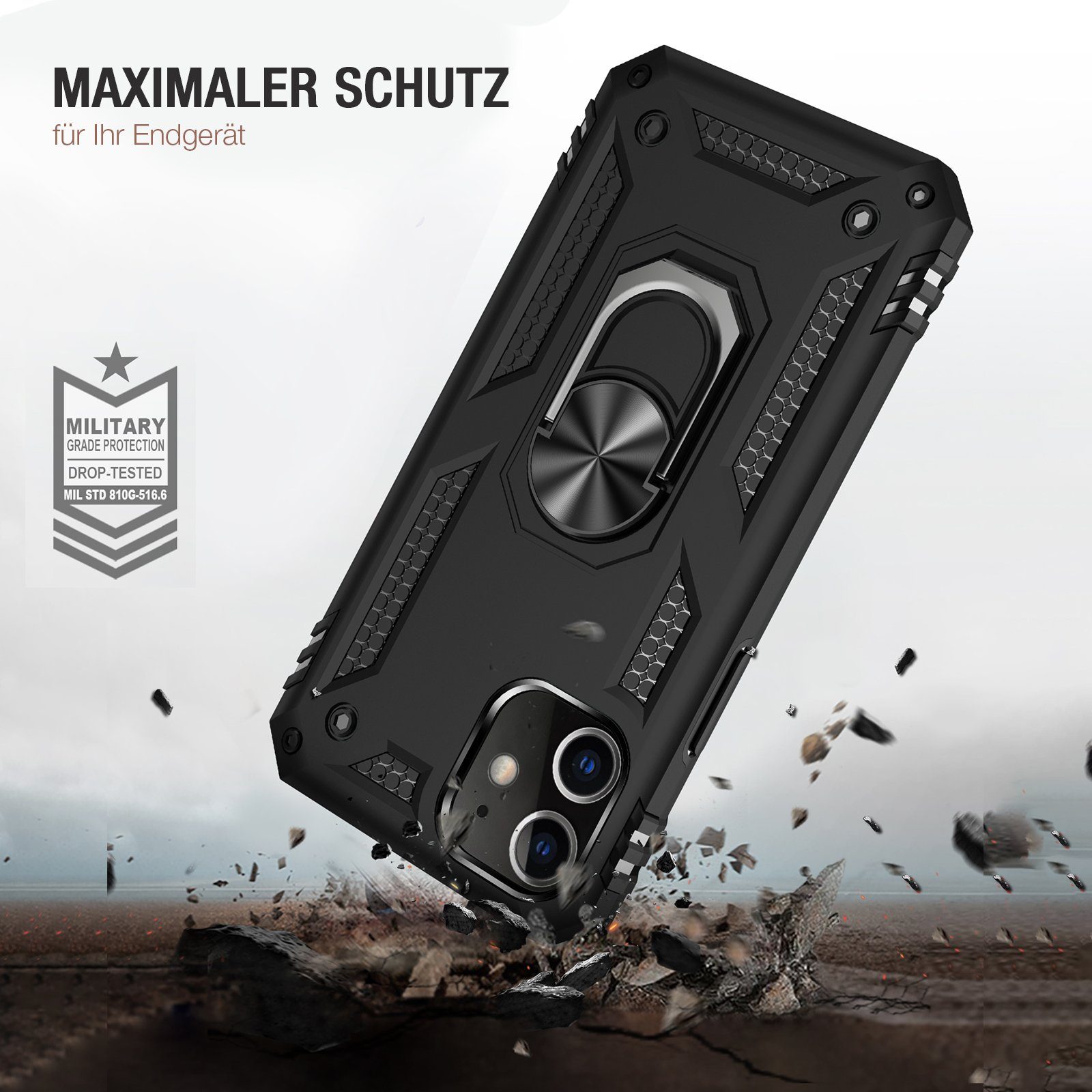 Tec-Expert Handyhülle Outdoor Cover Hülle für Apple iPhone 12 Pro 6.1 Zoll, 6.1, Premium Hülle aus verstärktem Polycarbonat