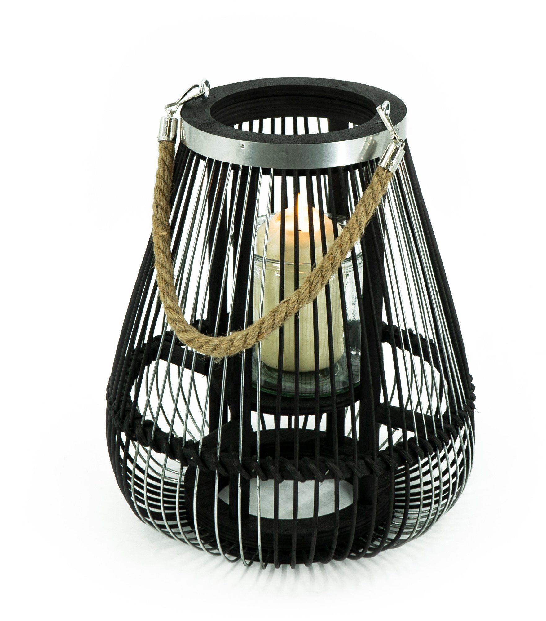 NOOR LIVING Windlicht (1 St), Modernes stylisches Windlicht aus Bambus