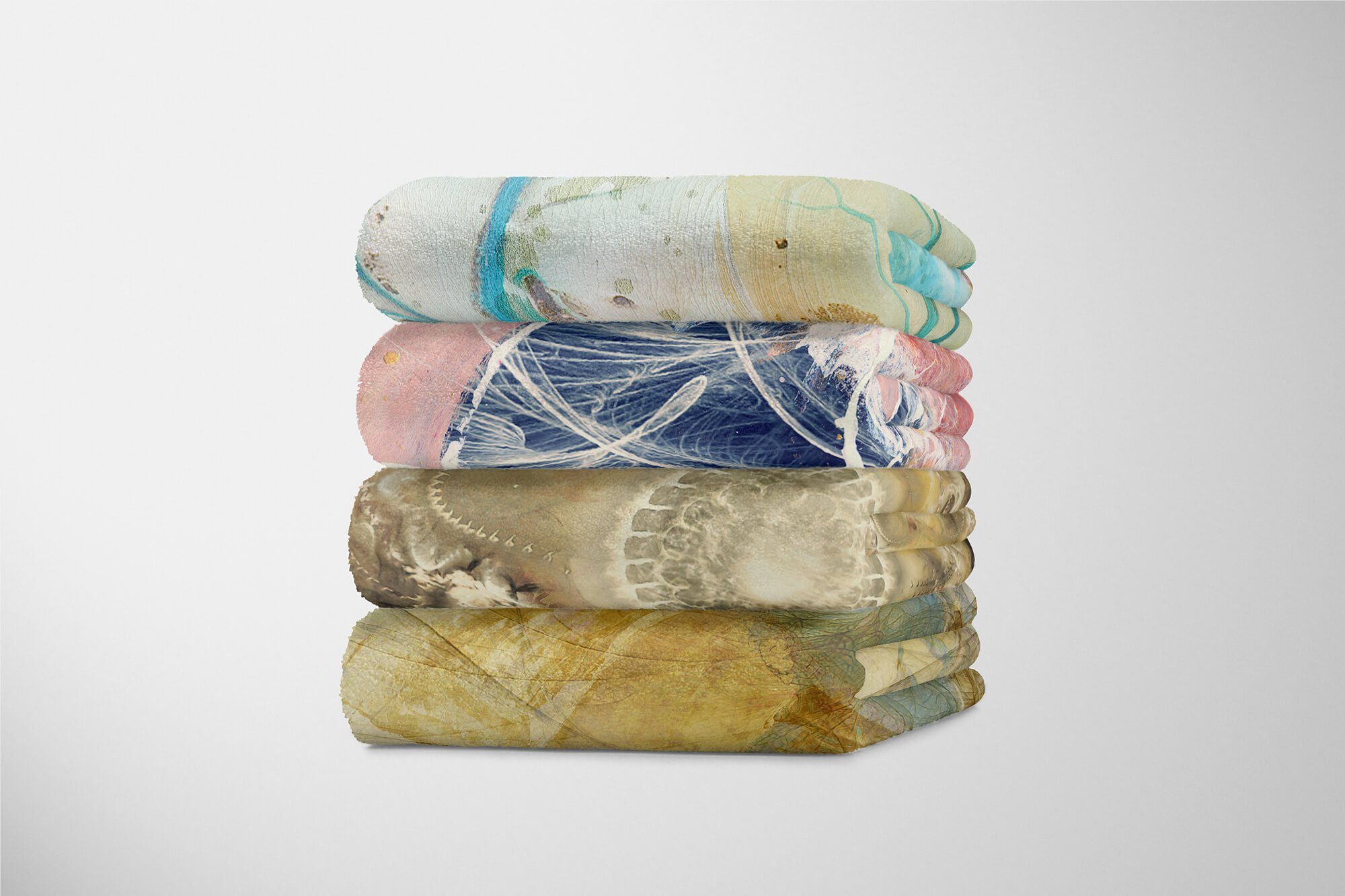 Strandhandtuch abstrakten Sinus Motiv, (1-St), Kuscheldecke Handtuch Baumwolle-Polyester-Mix mit Handtuch Saunatuch Enigma Art Handtücher