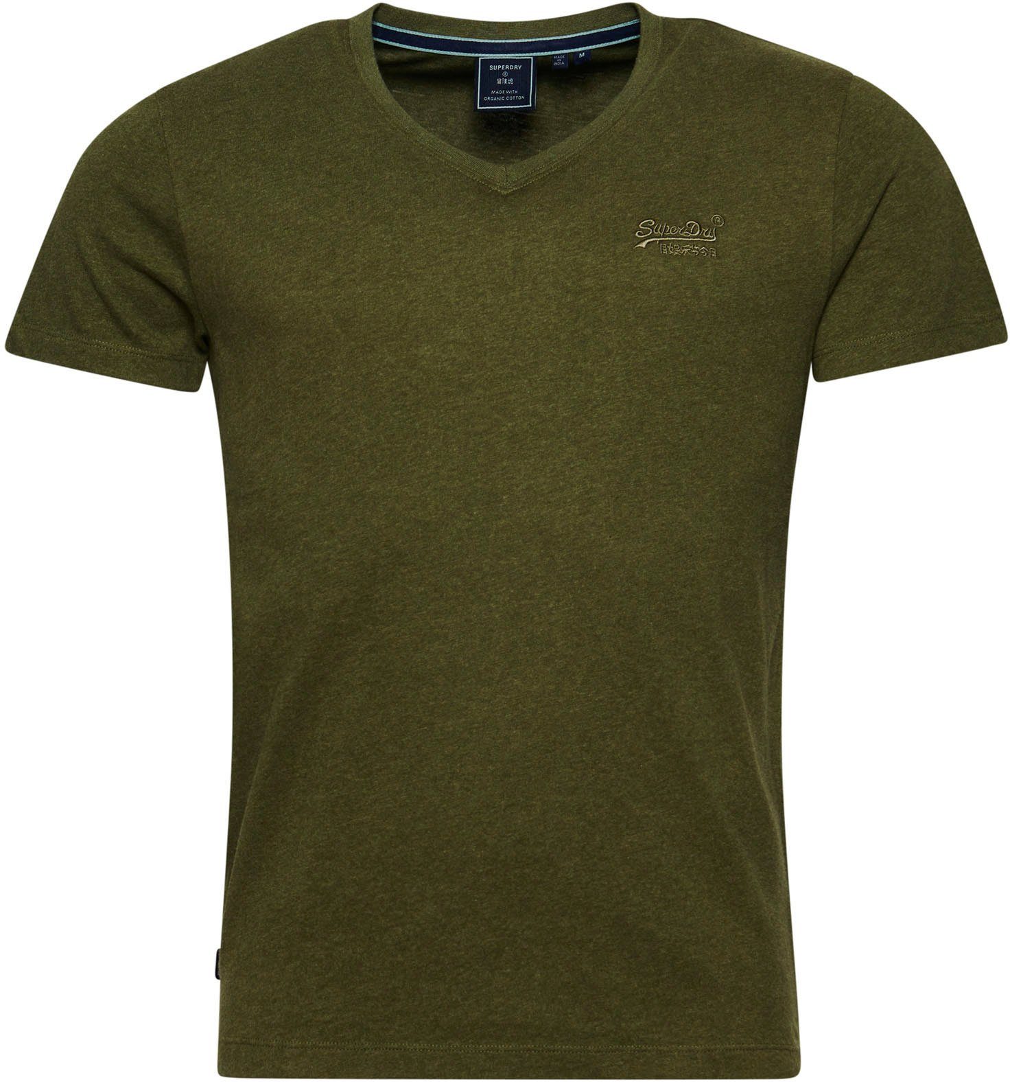 EMB VEE VINTAGE Superdry LOGO marl olive thrift V-Shirt