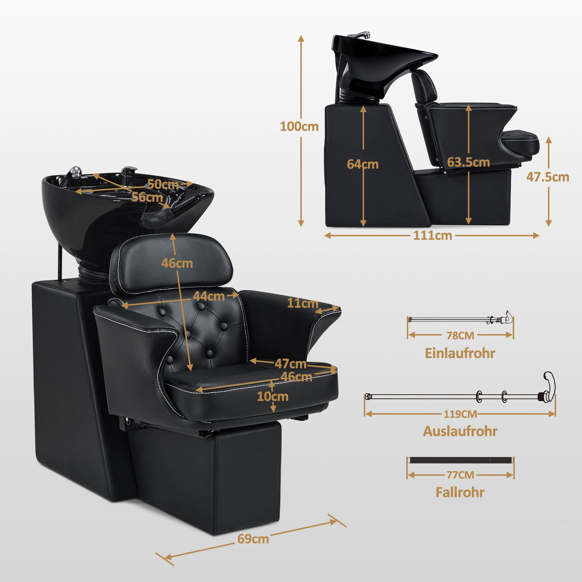 Barberpub Waschbecken BarberPub Friseurstuhl mit Waschbecken 8692 (Schwarz/ günstig online kaufen