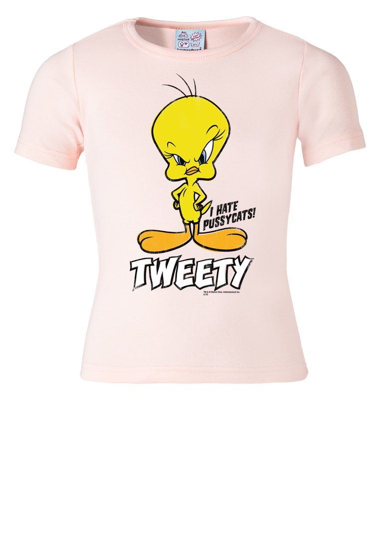 LOGOSHIRT T-Shirt Looney Tunes niedlichem Print - rosa Tweety mit