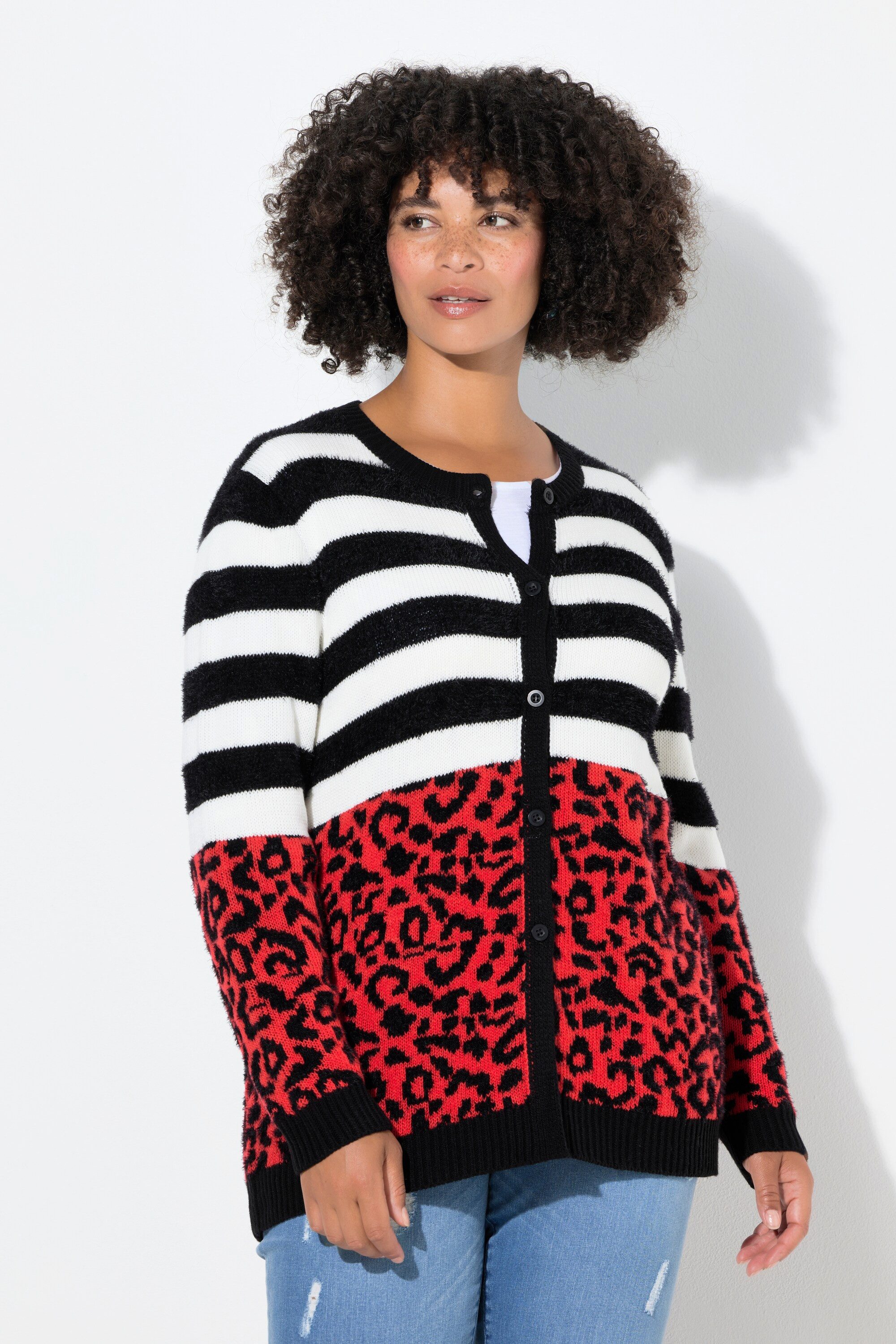 Angel of Style Strickjacke Strickjacke Straight Fit Leo/Streifen