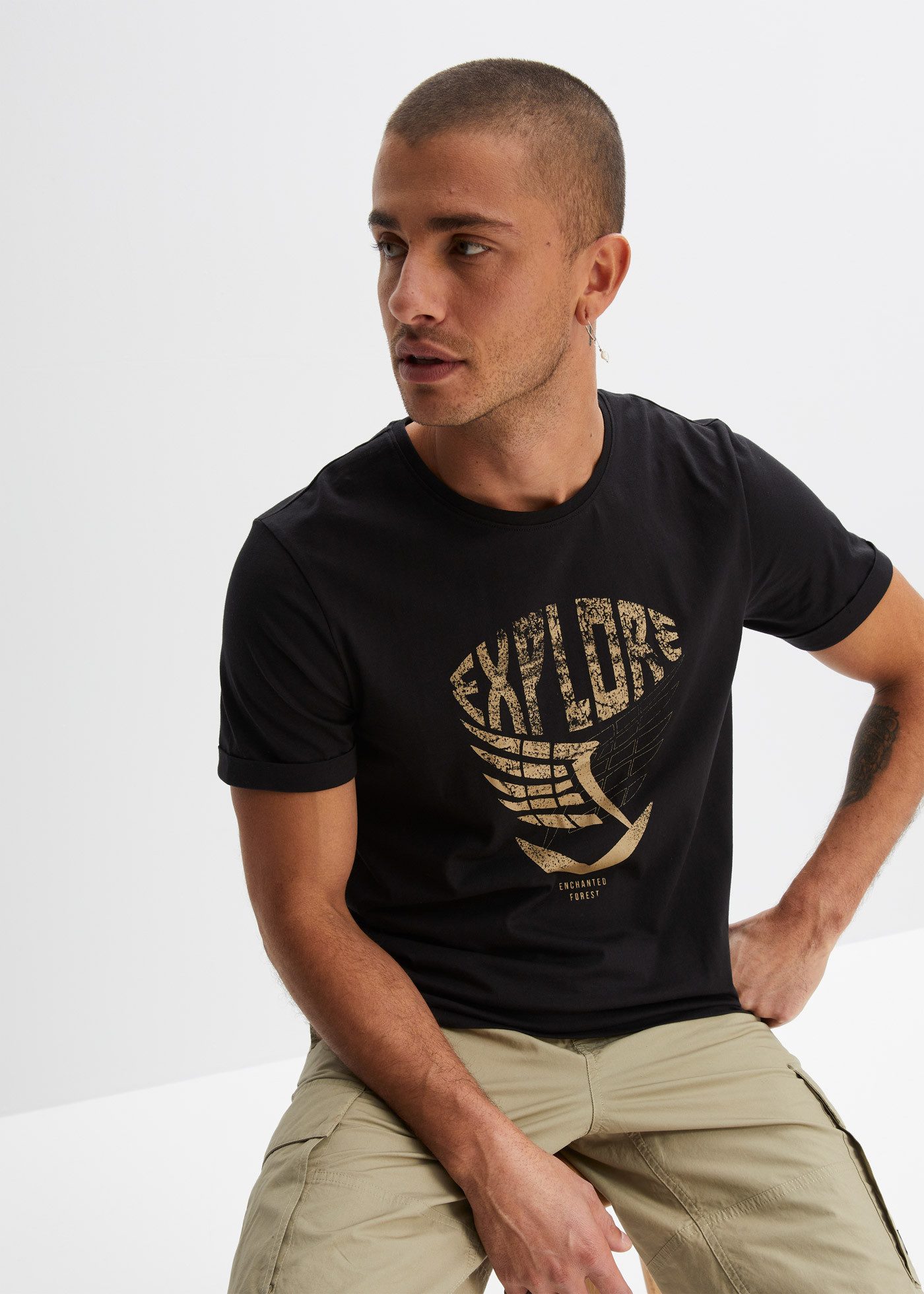 bonprix T-Shirt Regular Fit Passform, Kurzarm, reine Baumwolle günstig online kaufen