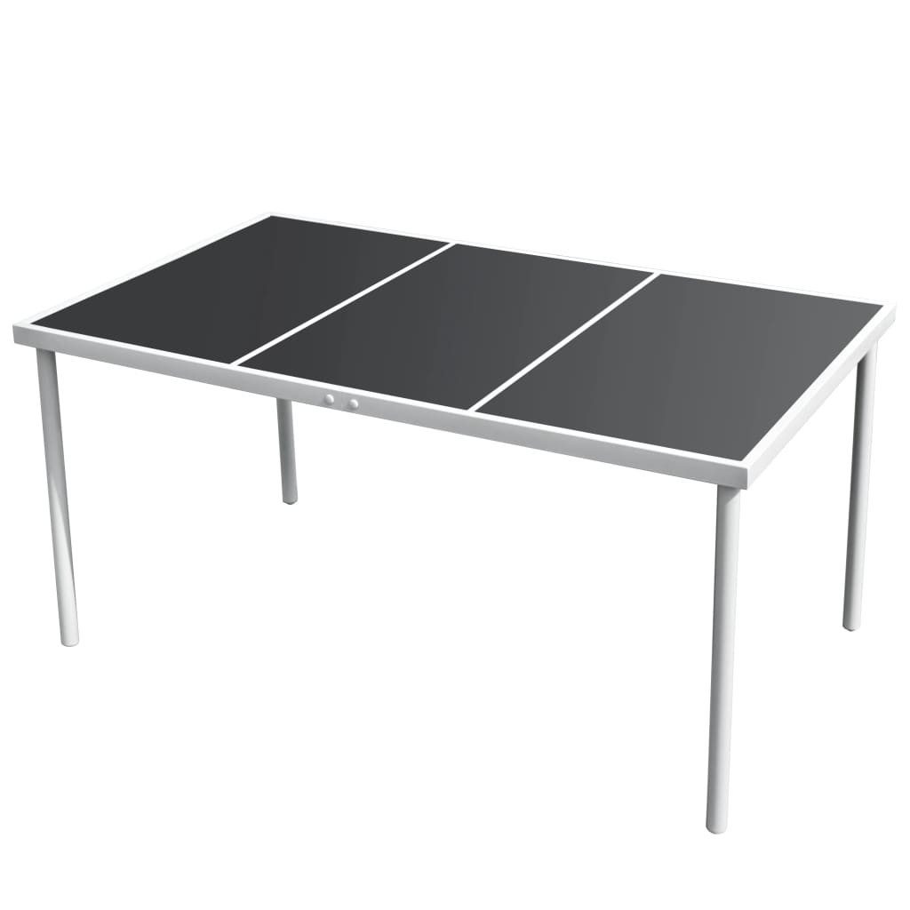 vidaXL Garten-Essgruppe 7-tlg. Garten-Essgruppe Stahl Schwarz, günstig online kaufen