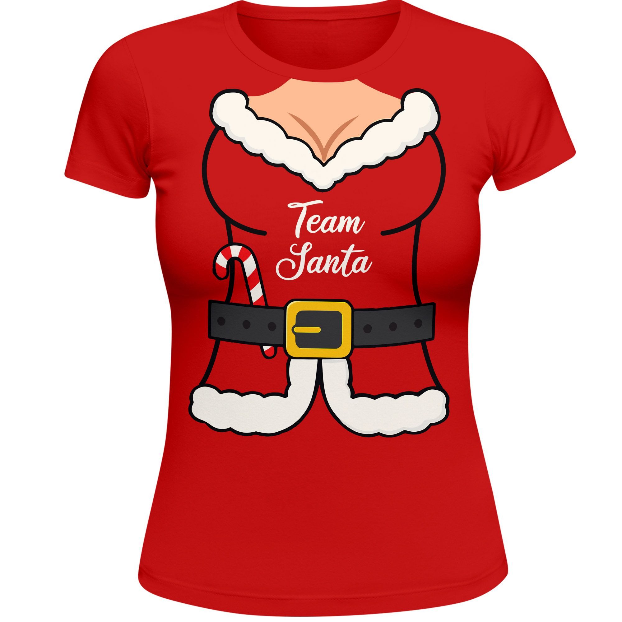 Print-Shirt Weihnachtsshirt Damen Team Santa Claus Weihnachtsmann Spruch