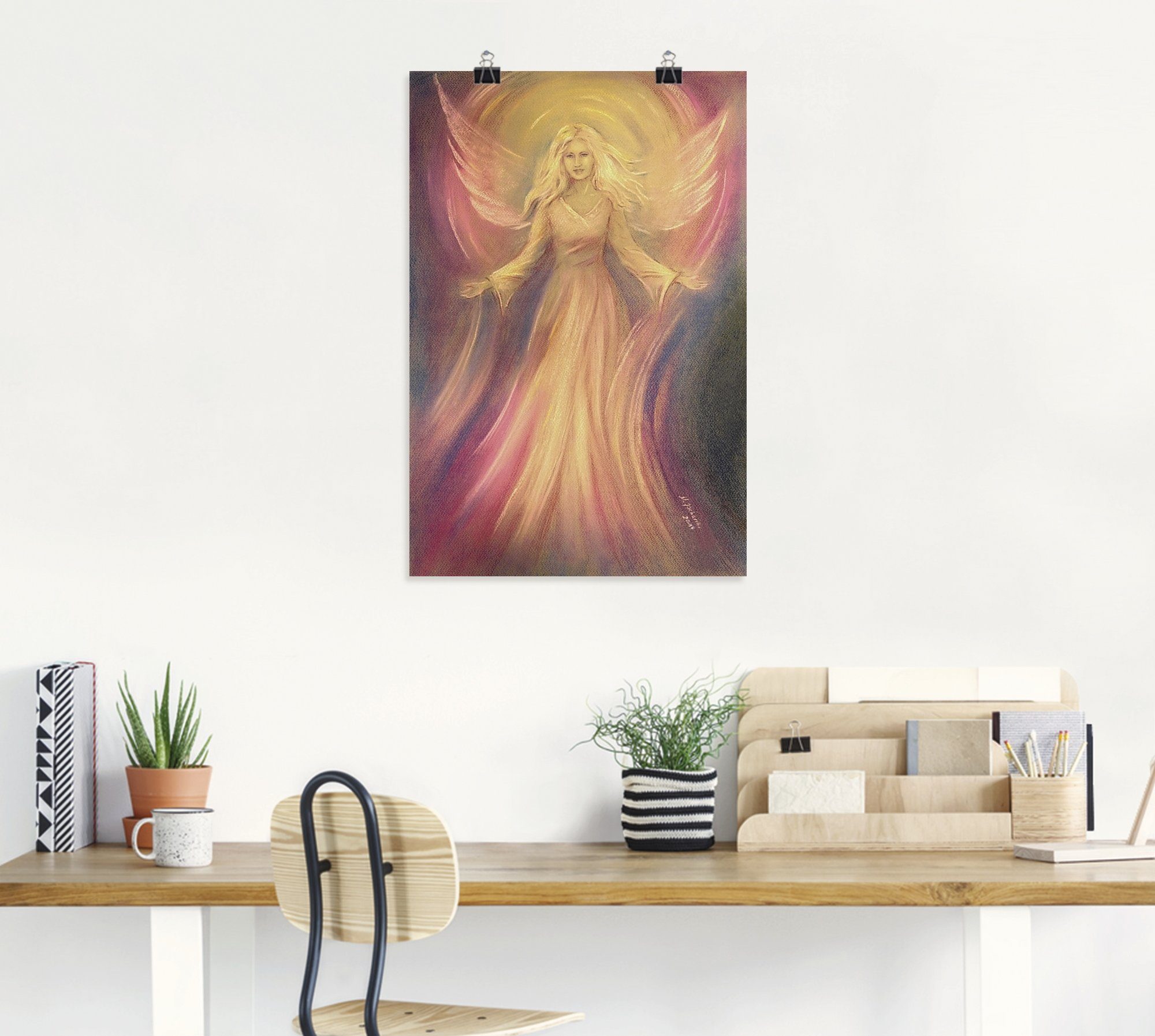 Artland Wandbild Leinwandbild, oder Poster Alubild, in (1 Licht Spirituelle Religion Malerei, Größen - Engel St), Wandaufkleber versch. als Liebe