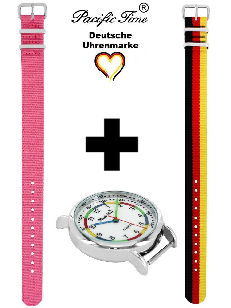 Deutschand Versand Lernuhr Pacific Set Design Gratis - Match und First Quarzuhr Time Wechselarmband, Kinder und Mix rosa Armbanduhr