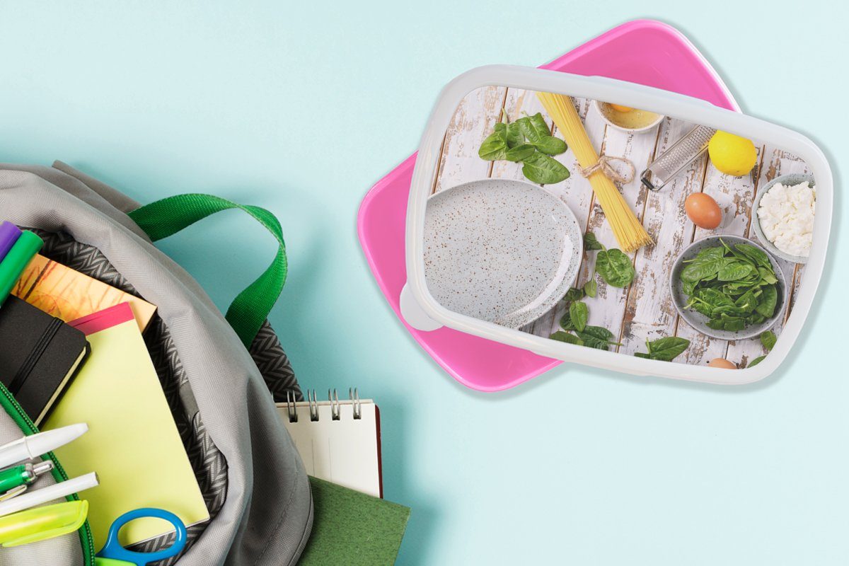 Kräuter Snackbox, - Ei MuchoWow Nudeln (2-tlg), Erwachsene, Kunststoff Brotbox Kunststoff, rosa Kinder, Brotdose - - - Küche, Zitrone Lunchbox Mädchen, für