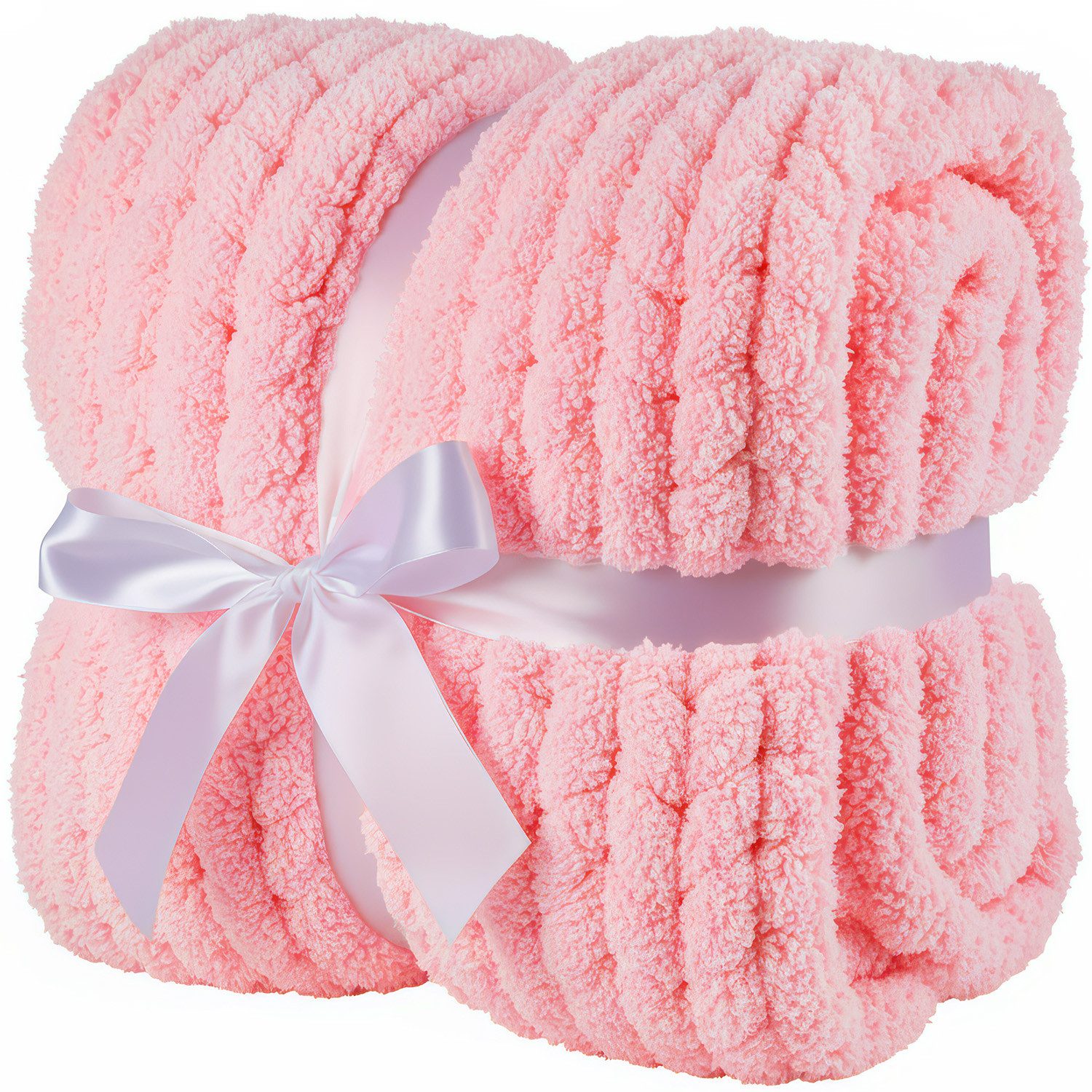 Wohndecke Grobmaschige Wohlfühldecke, Feluna, Flauschige Kuscheldecke Grobstrick Tagesdecke