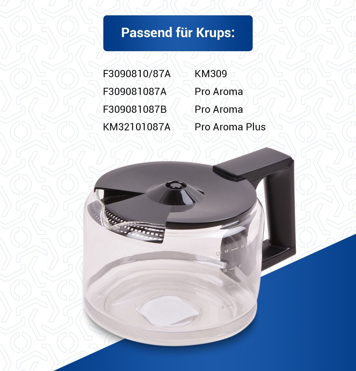 Krups Kaffeekanne Ersatzkanne XB900601, 1,25L mit Deckel für Filterkaffeemaschine
