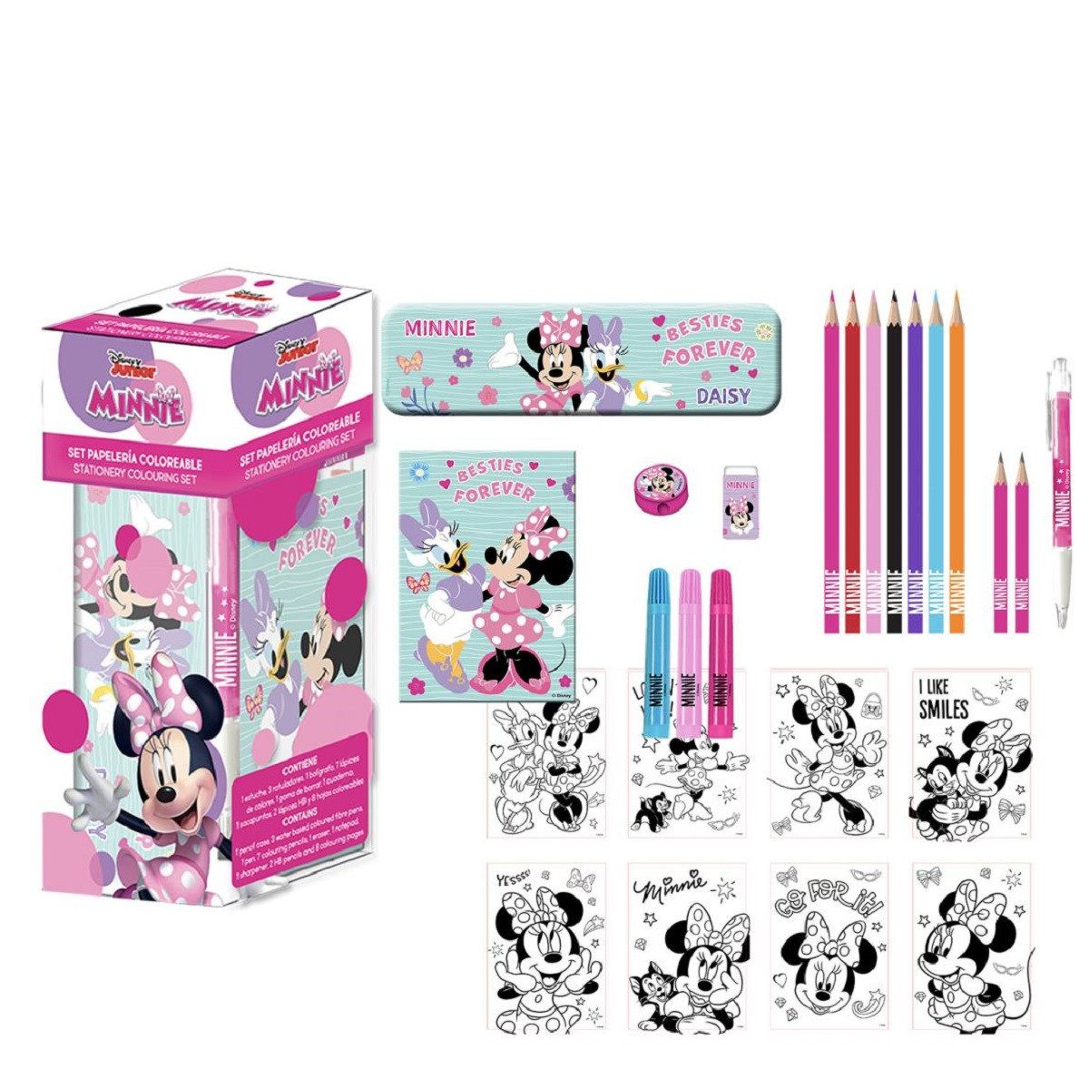 Cerda Kreativset Disney Minnie Kreatives Schreib- und Malset mit Minnie-Motiv, (Mal- und Schreibset, Kompaktes Schreibset für unterwegs und Zuhause Design: Minnie Mouse), Ausmalbar
