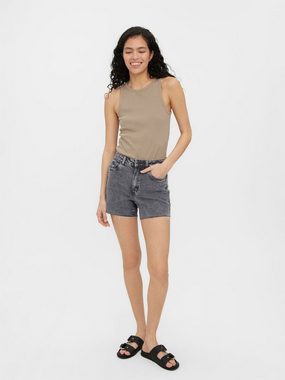 Vero Moda Jeansshorts Kurze Denim Jeans Shorts mit Fransen VMBRENDA (1-tlg) 4110 in Grau