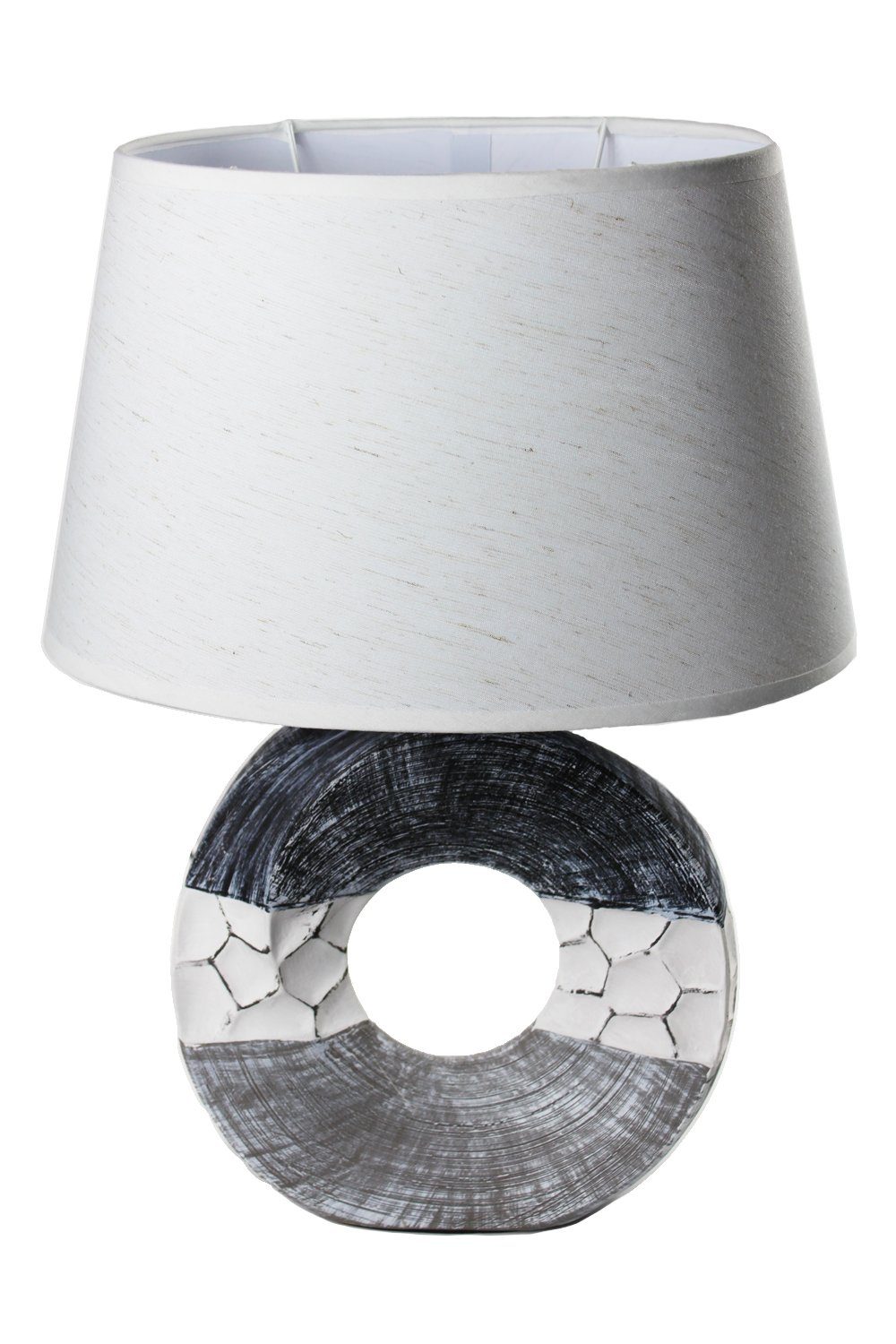 Tischlampe weißen Tischleuchte Schirm Keramik Maritim Schalter, mit Nachttischlampe, ohne Leuchtmittel, Ein-Aus Arnusa ovalen