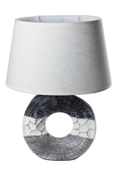 Arnusa Tischleuchte »Maritim Keramik Tischlampe Nachttischlampe«, mit ovalen weißen Schirm