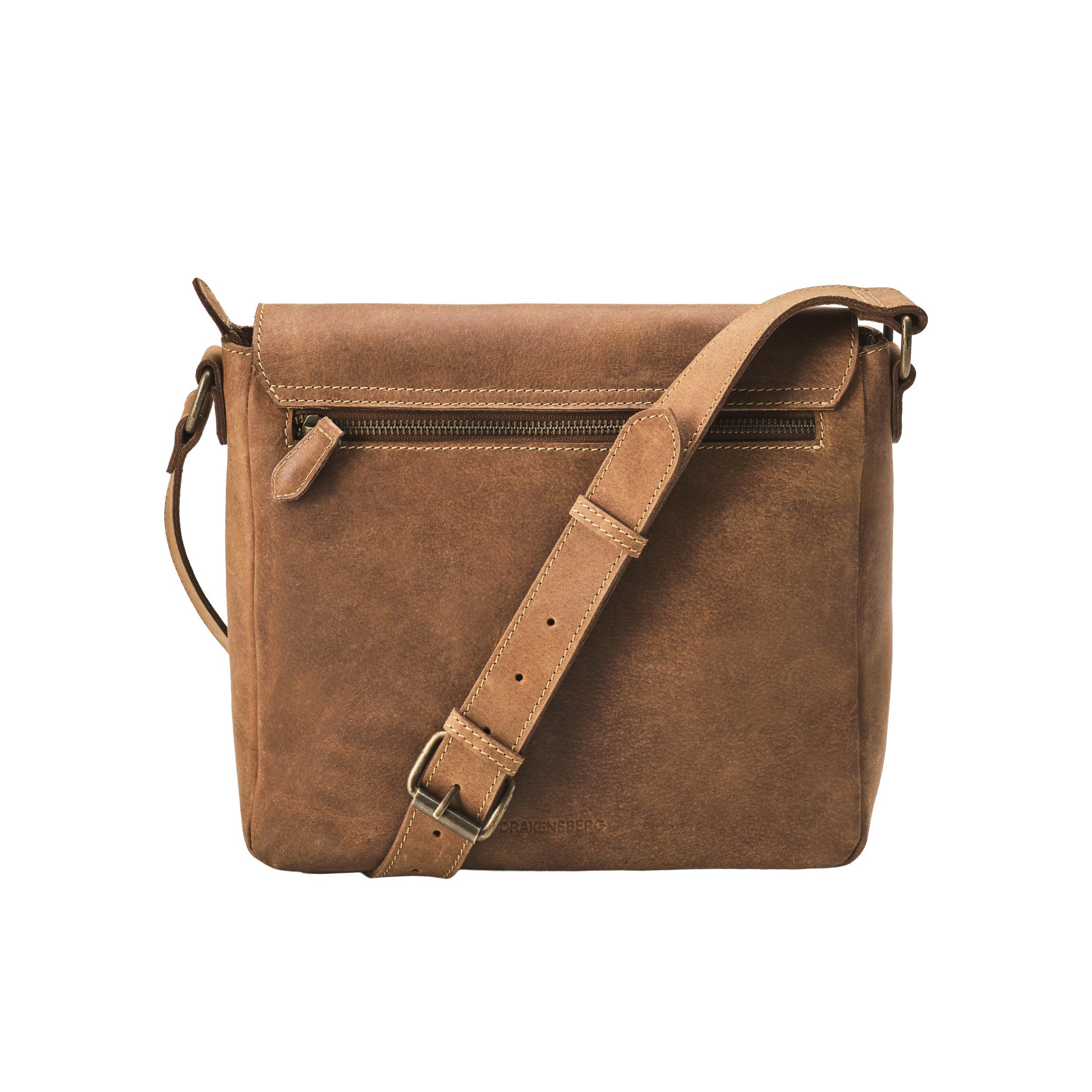 DRAKENSBERG Umhängetasche Cross-Body-Tasche »Colin« Havanna-Braun, Kleine Umhängetasche für Herren aus robustem Büffelleder, Vintage