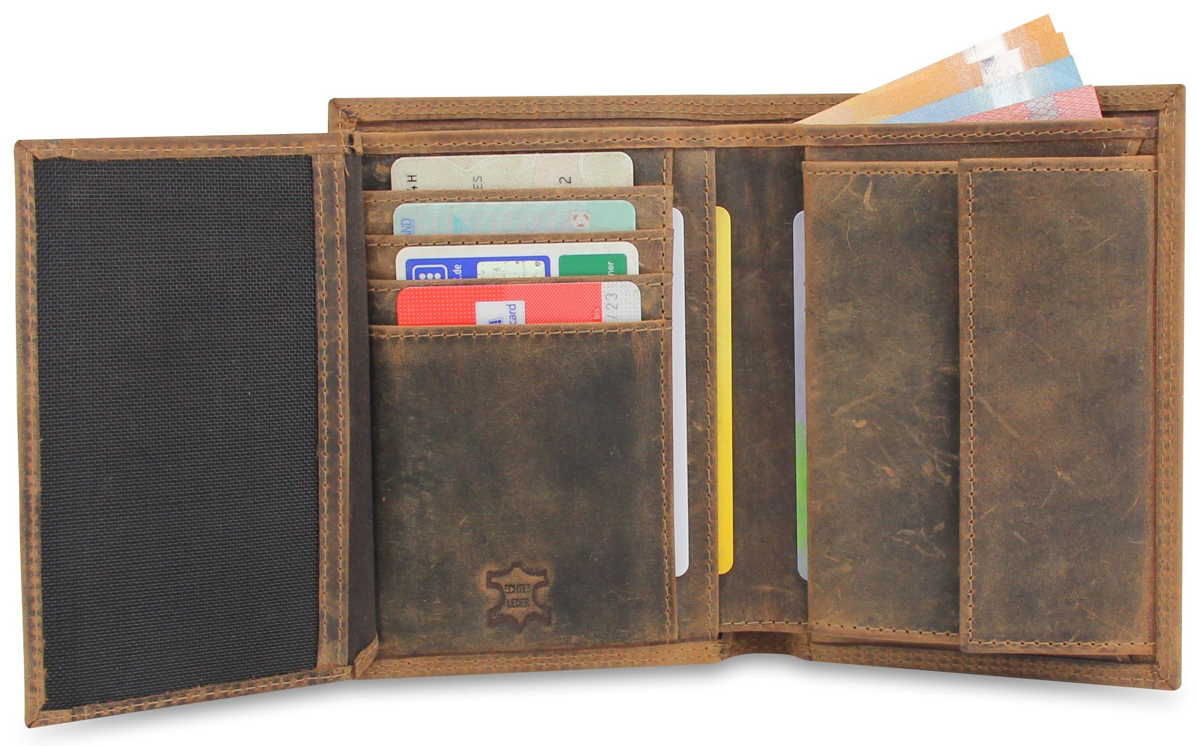 Frentree Geldbörse für Herren geräumiges und feinem aus Hochformat Portemonnaie, inkl. RFID-Schutz Wildleder, Geschenkbox
