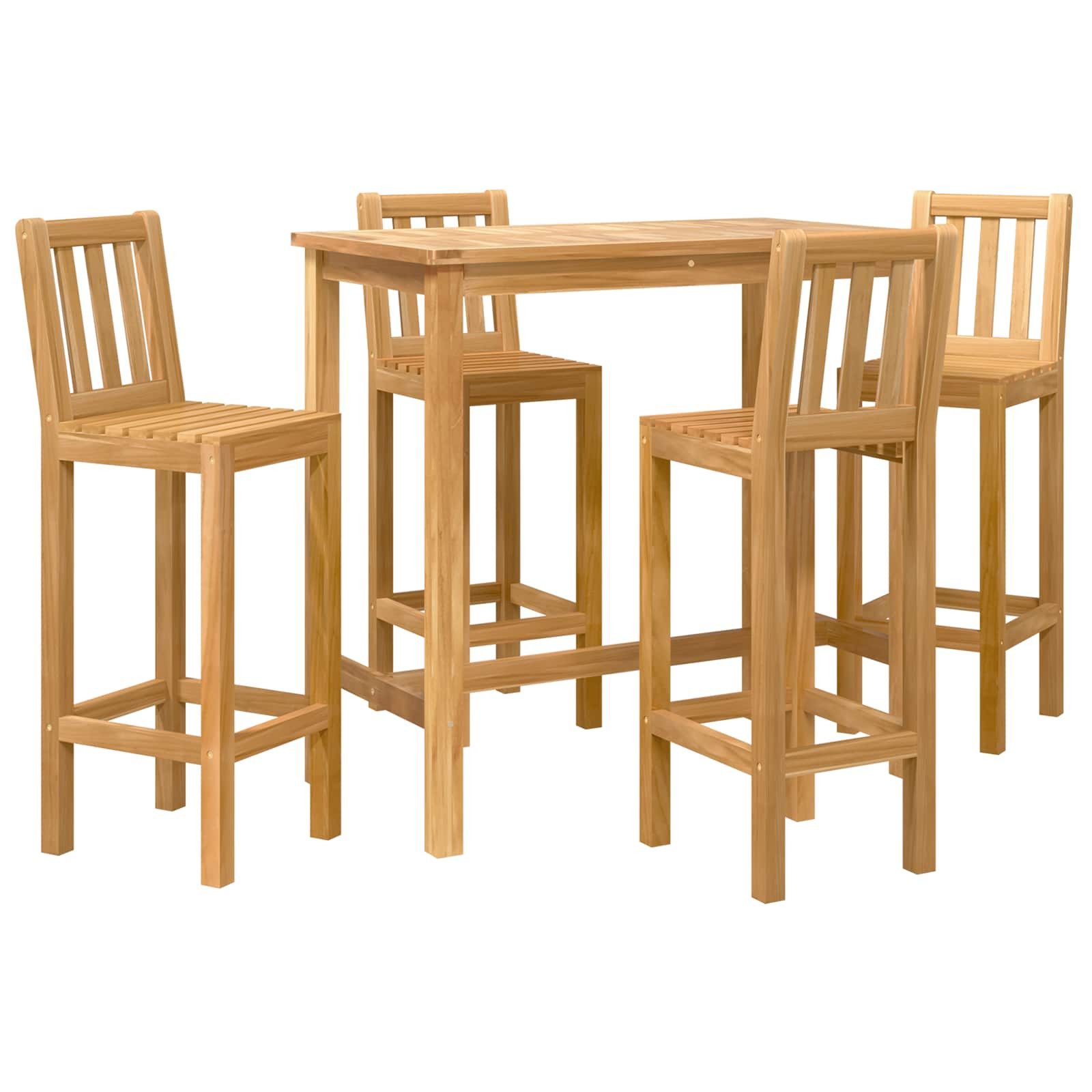 vidaXL Garten-Essgruppe 110 x 60 x 105 cm Outdoor Bar Set 5 pcs Unbehandelt Massivholz Teak