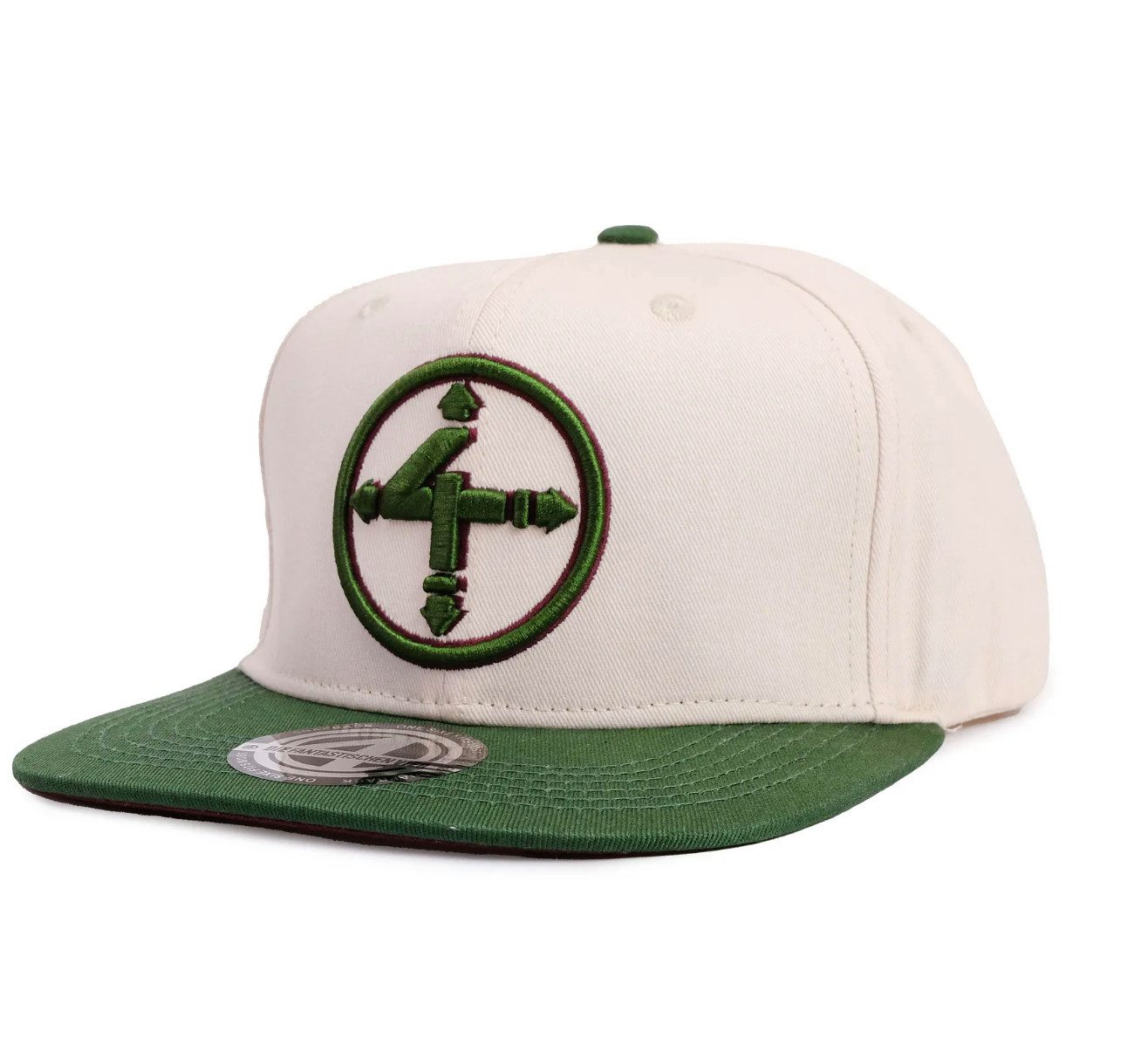 DIE FANTASTISCHEN VIER Snapback Cap Snapback - Retro Logo Stick in Natur-Weiß / Grün, 100% Baumwoll