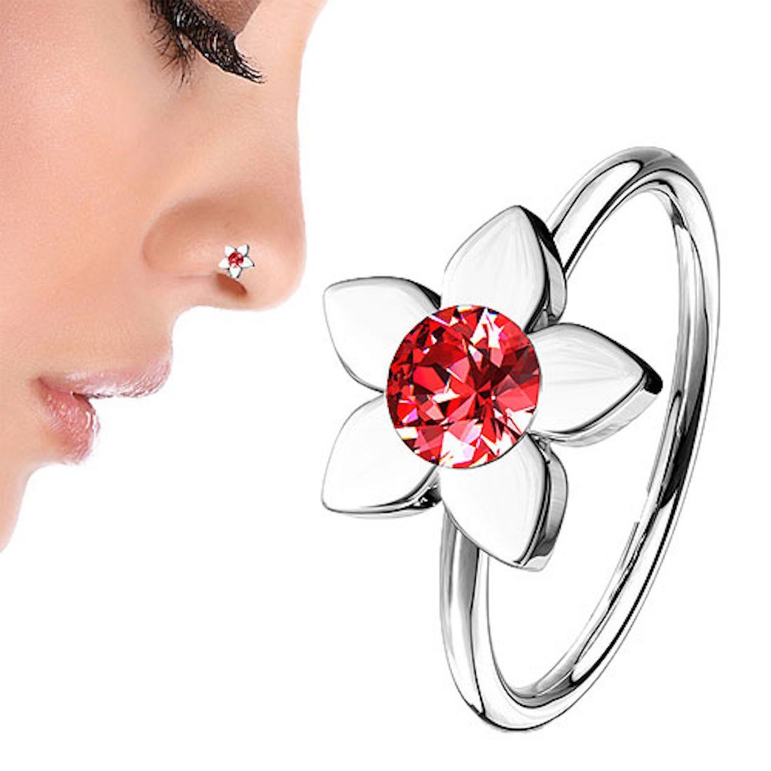 Taffstyle Nasenpiercing Universal Ohr Nasen Piercing Biegbar Blume mit Kristall (Biegbares Blumenpiercing mit funkelndem Kristall – vielseitig tragbar)