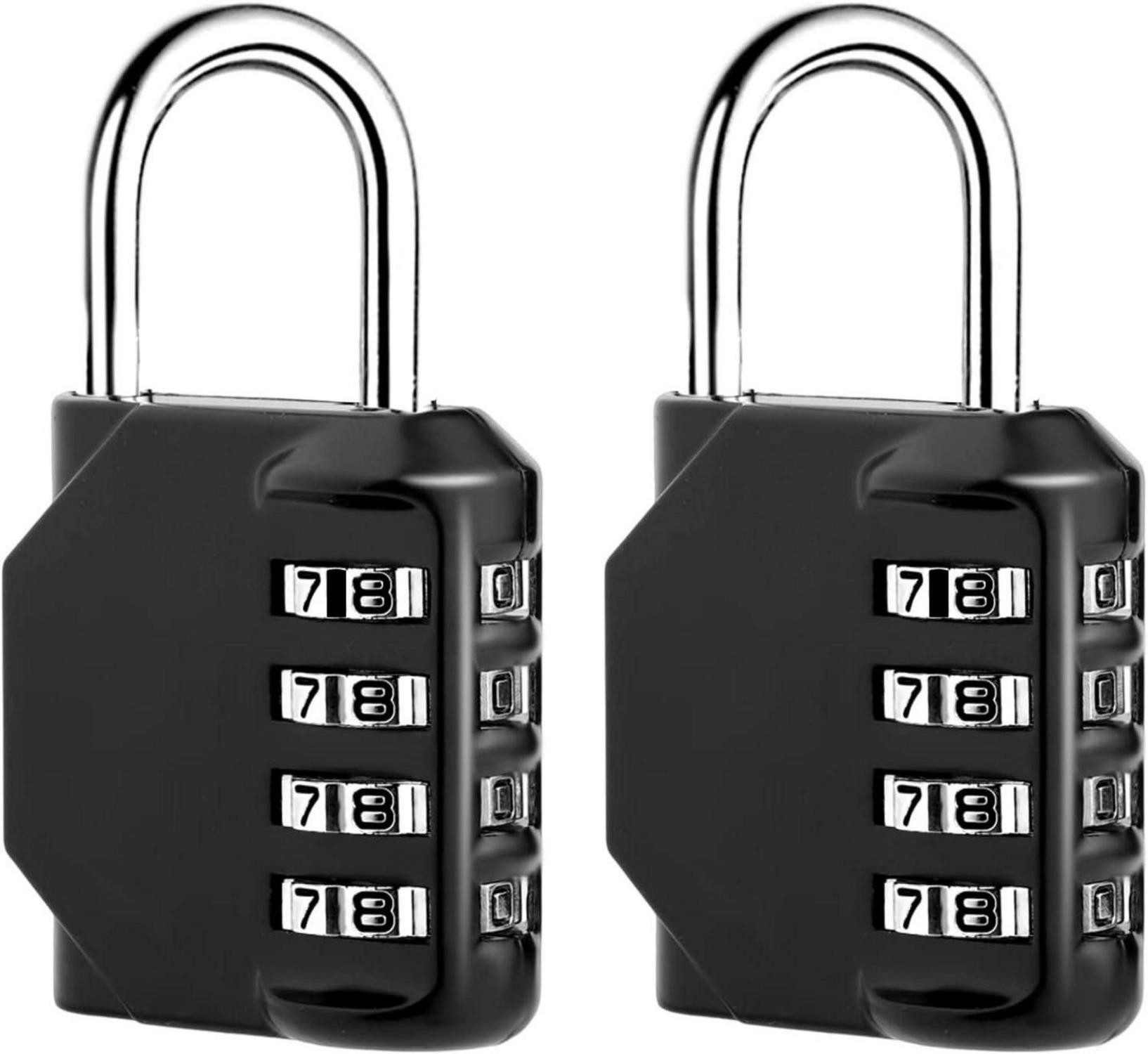 Vorhängeschloss 2er Pack Zahlenschloss Vorhängeschloss 4 Stellig Zinklegierung Schwarz