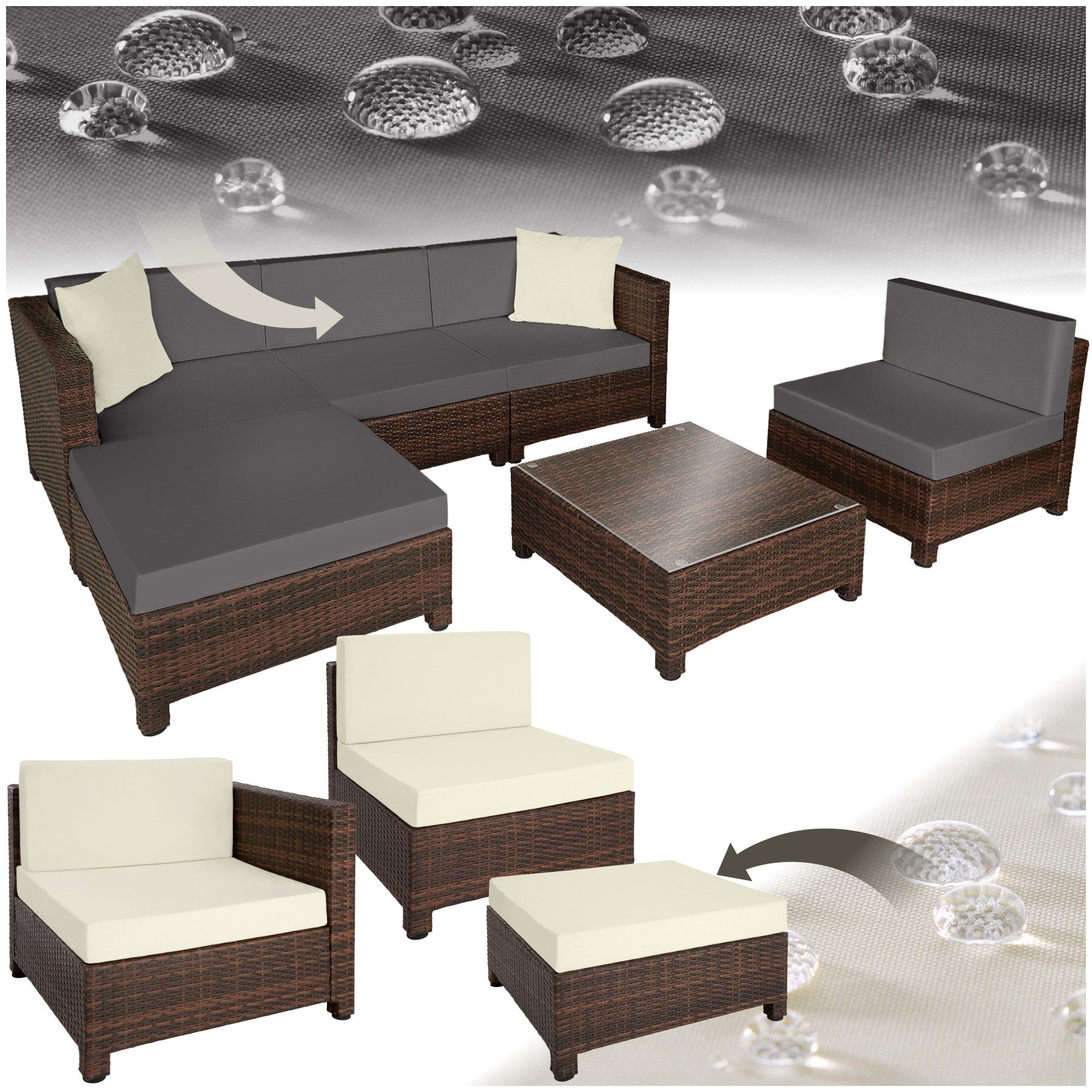 tectake Loungeset Rattan Lounge, (Set., 6-tlg), günstig online kaufen