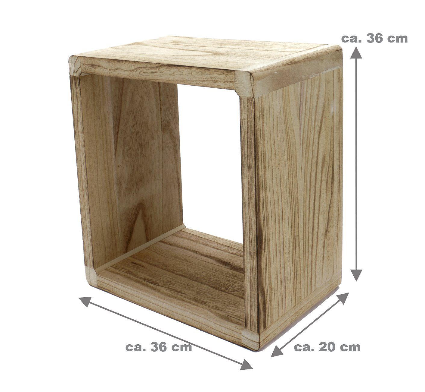 Bubble-Store Standregal Holz Bodenregal, 3 Set 3er Regale Cube Größen Natur in 3-tlg., verschiedenen Würfelregal