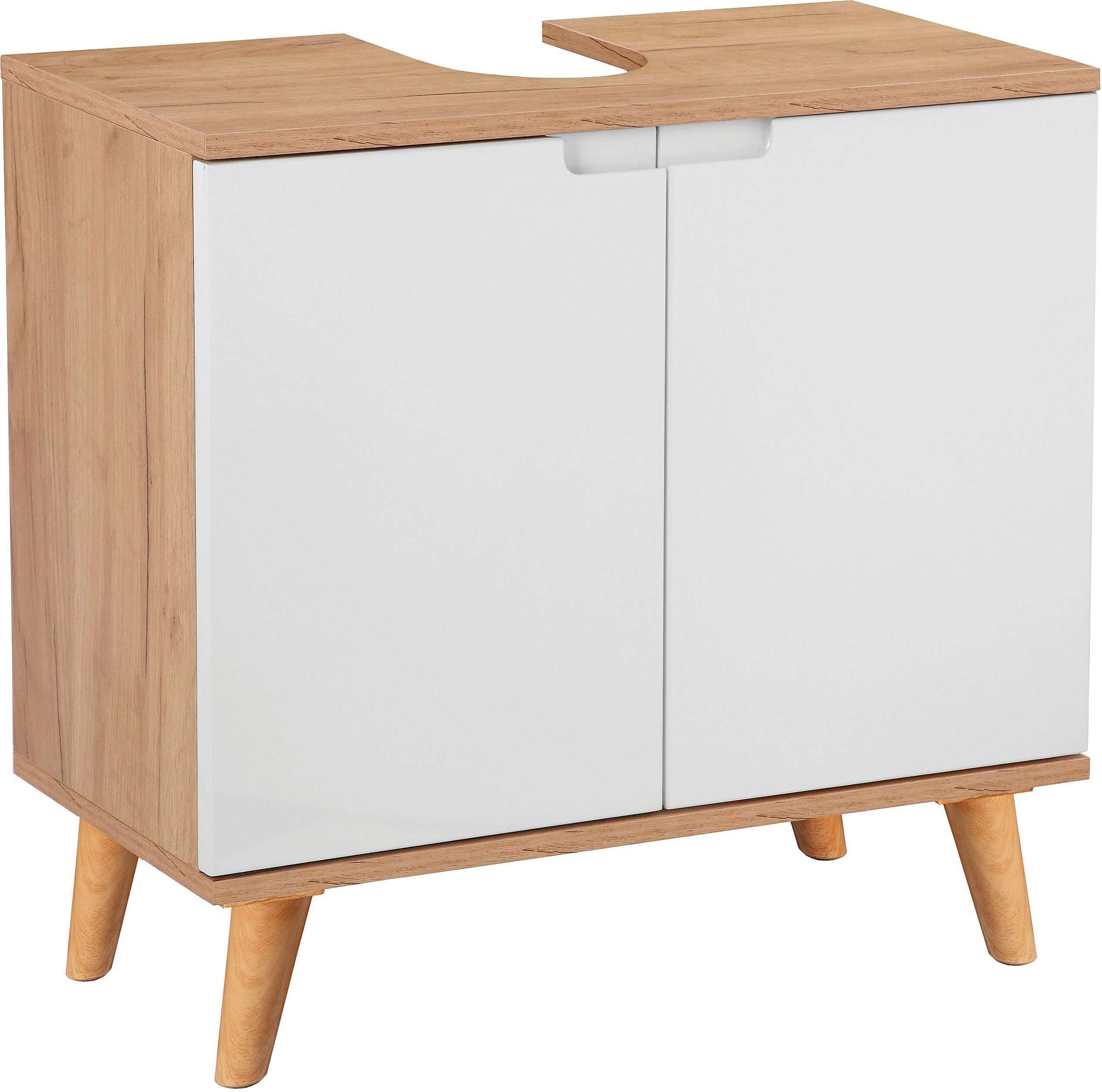welltime Waschbeckenunterschrank Lund Badunterschrank für wandhängende Waschbecken WC Unterschrank Badezimmerschrank WBU Breite 65cm mit …