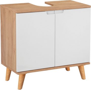 andas Waschbeckenunterschrank Lund Badunterschrank für wandhängende Waschbecken WC Unterschrank Badezimmerschrank WBU Breite 65cm mit Siphonausschnitt Badschrank