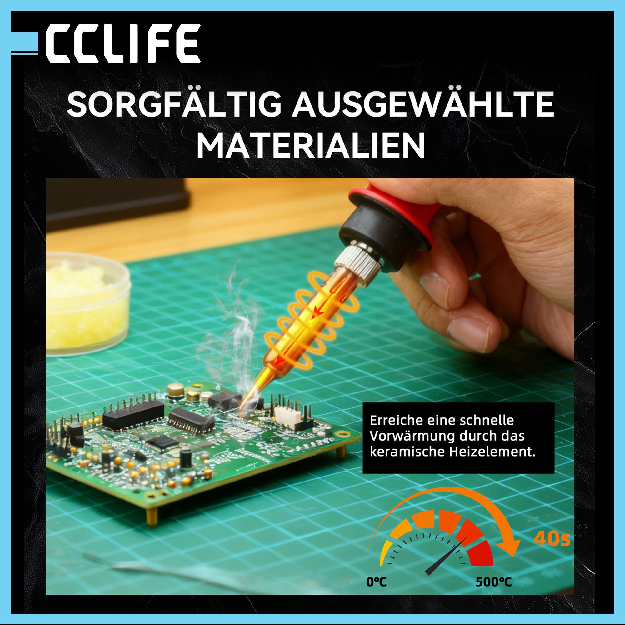 CCLIFE Lötpistole CCLIFE 60W Loetkolben mit LED Display 100 500 Grad Regelbar Netzkabel