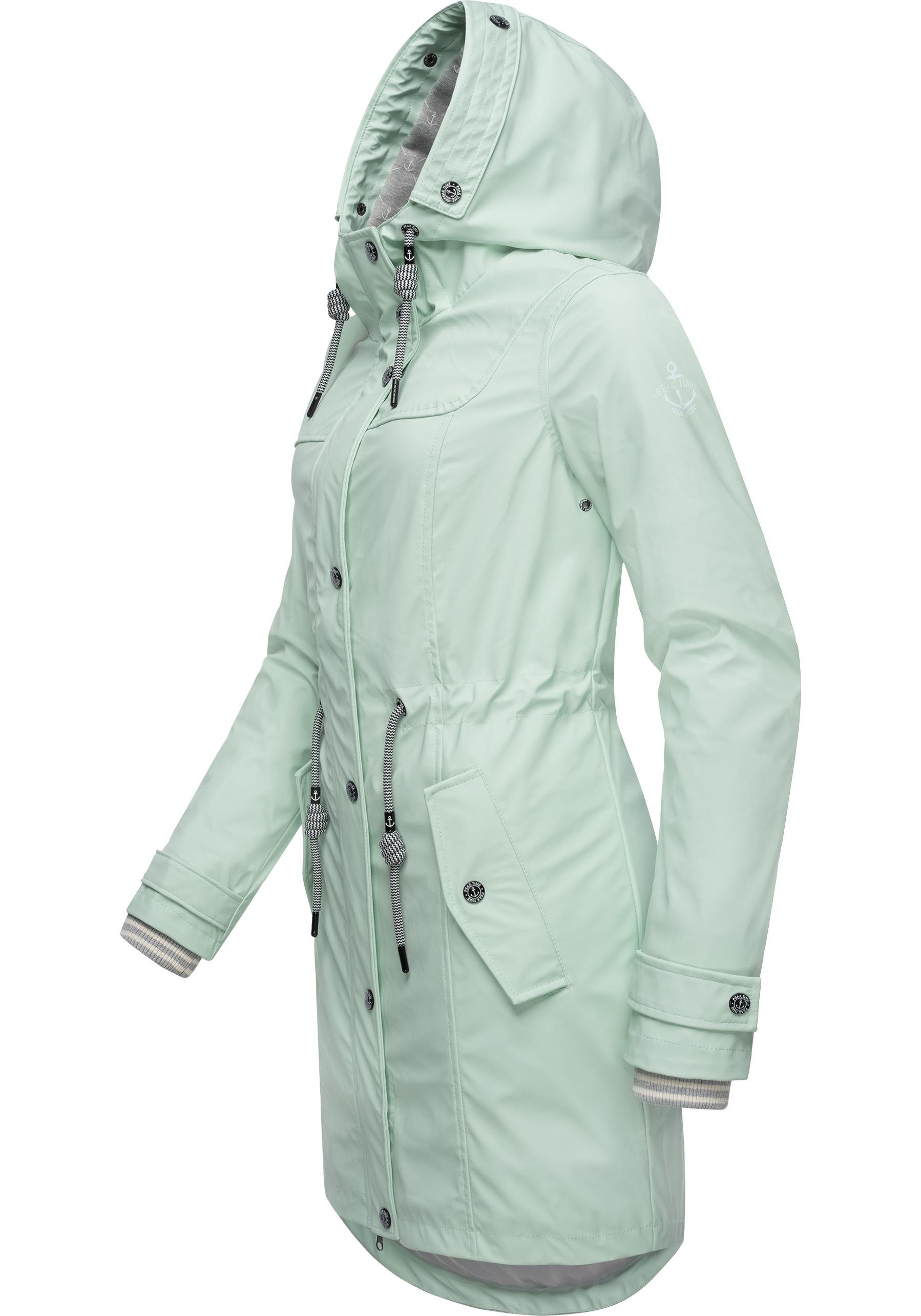 PEAK TIME Regenjacke L60042 Damen Regenmantel taillierter mint für stylisch