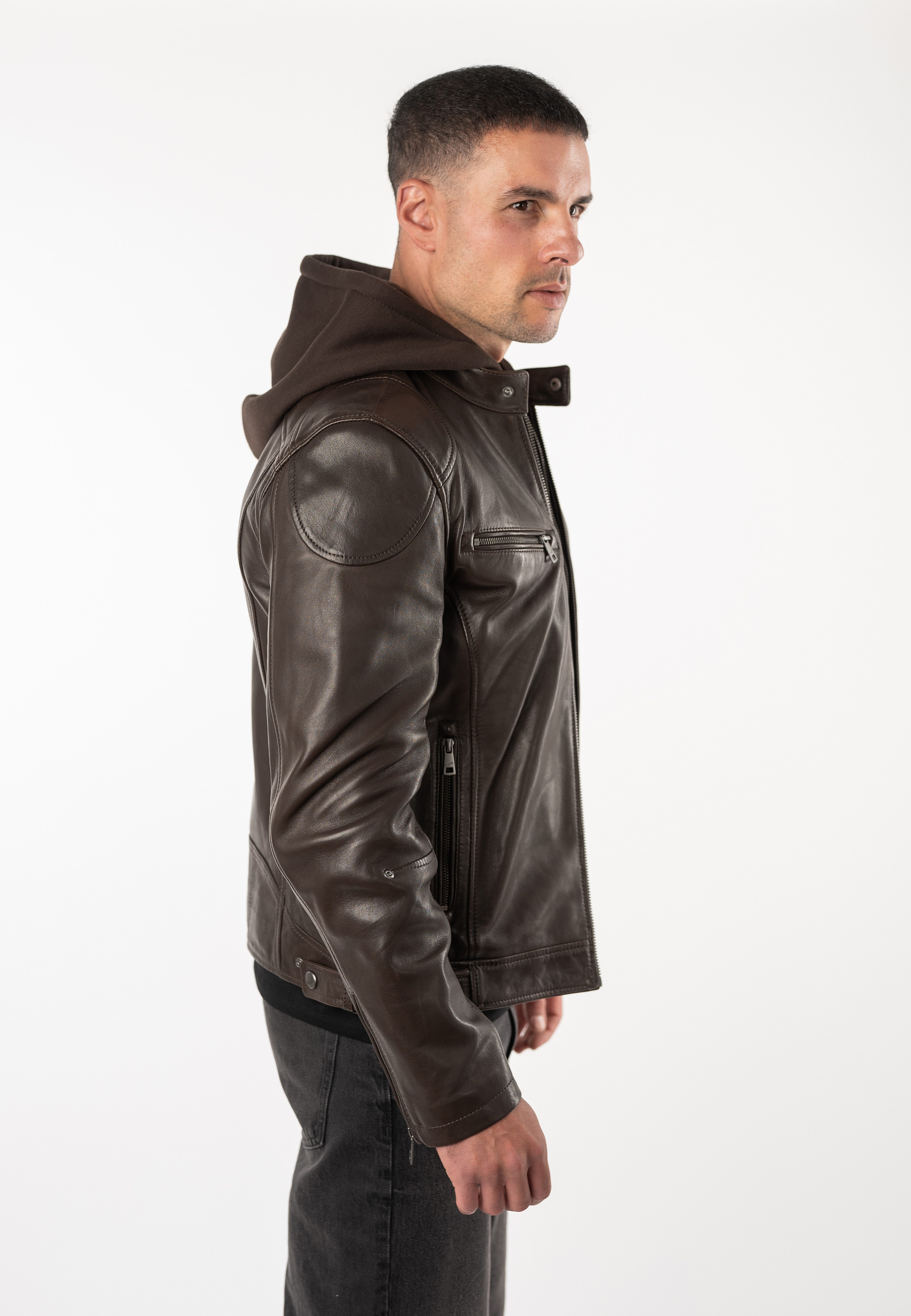 Mauritius Lederjacke MMBoky (mauritiusHerren26) mit Kapuze & betonter Schulterpartie – Bild 4 von 5
