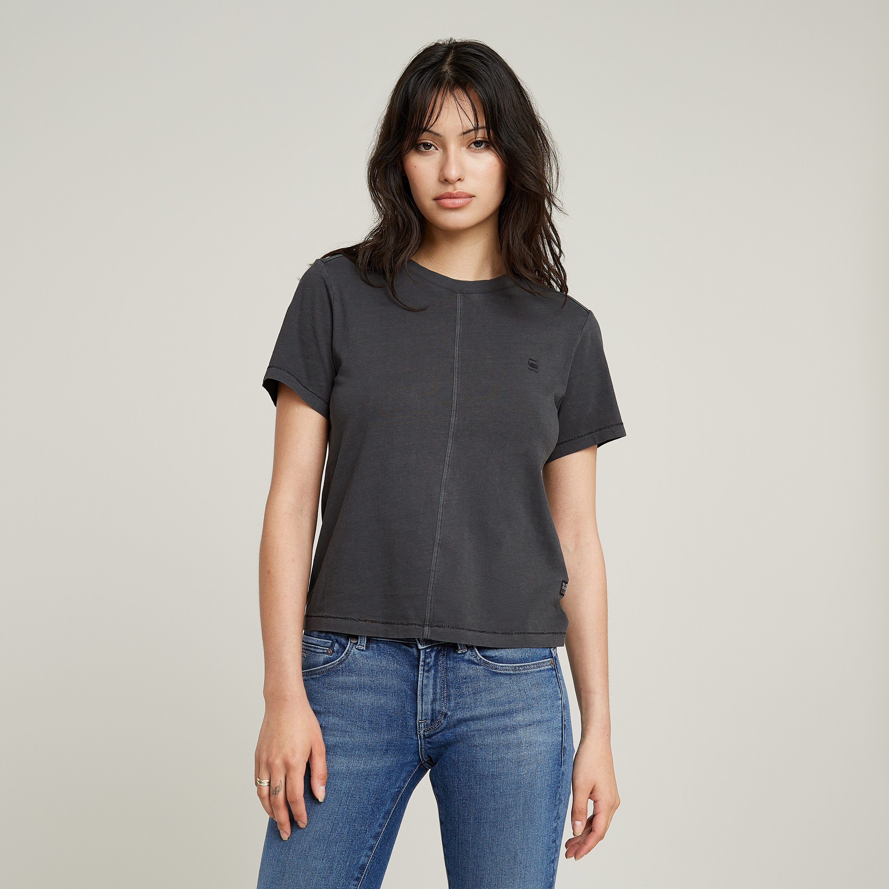 G-Star Damen Slim Rib Scoop T Ls Top – Langärmliges Rippenstrick-Top Mit Rundhals