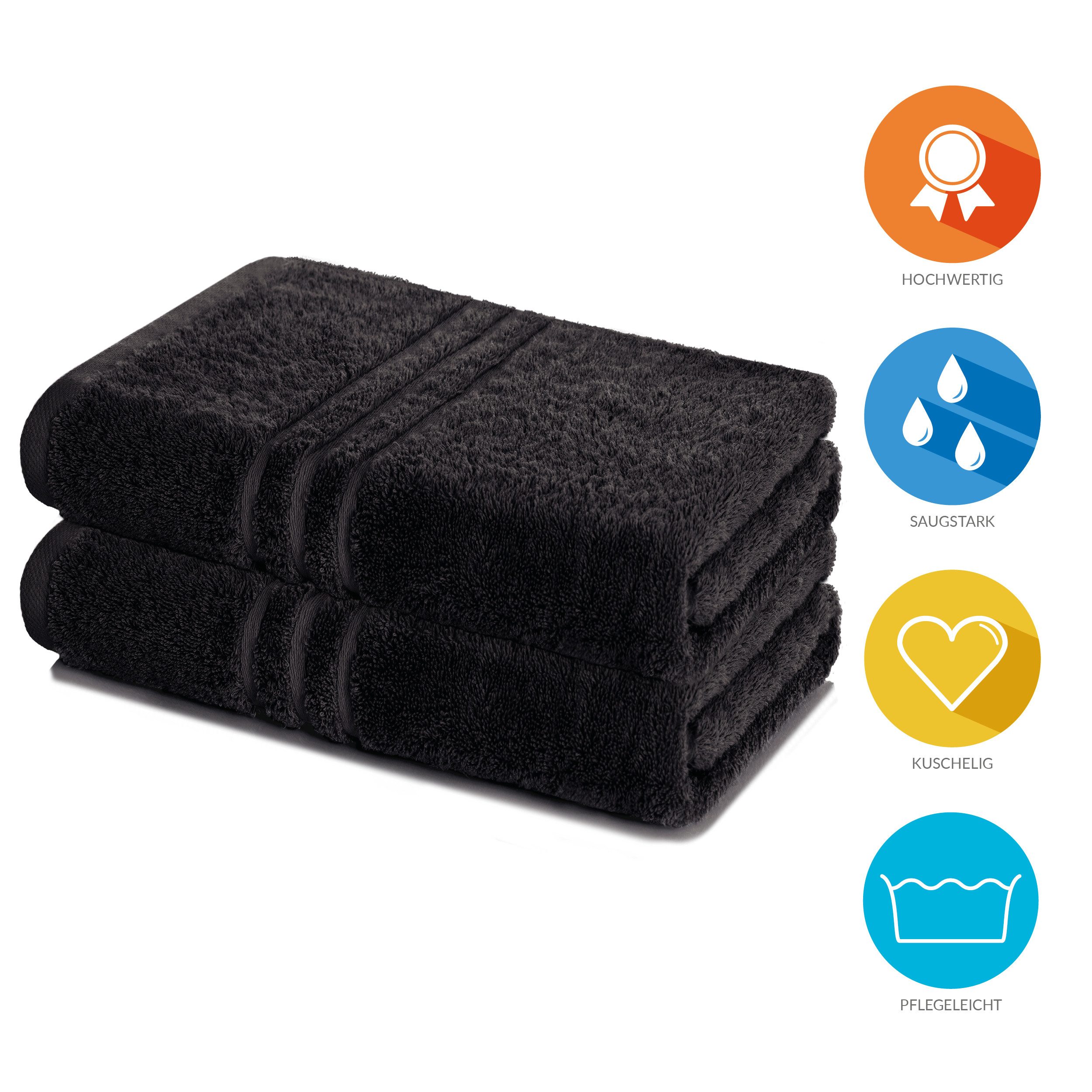 Lavea Badetuch Elena 2er Set Badetücher 100x150 cm, Duschtuch, 500 g/m² Frottier, weich & saugstark, pflegeleicht – Bild 2 von 5