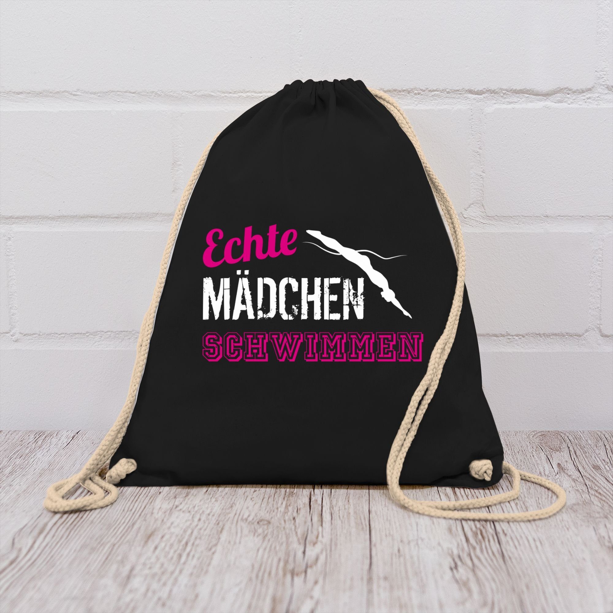 Shirtracer Turnbeutel Echte Mädchen schwimmen, Wassersport Zubehör & Bekleidung