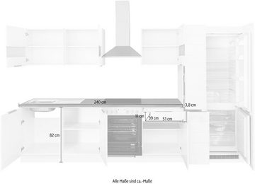 Kochstation Küche KS-Luhe, 330 cm breit, wahlweise mit oder ohne E-Geräten, gefräste MDF-Fronten