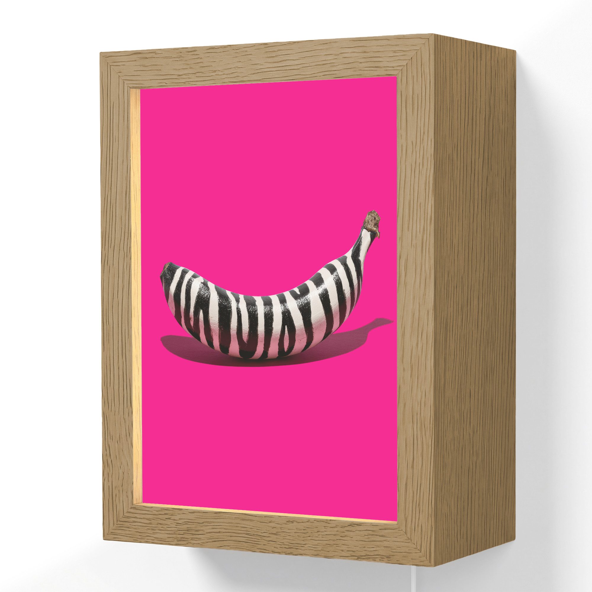OnlyWow Wandleuchte Lightbox Banane - Zebramuster - Rosa, Dimmbar, Farbwechsel, LED, Warmweiß, Kaltweiß, Neutralweiß Einstellbar, Wandlampe Innen, Dimmbar, mit Kabel, LED, Beleuchtung, Wohnzimmer