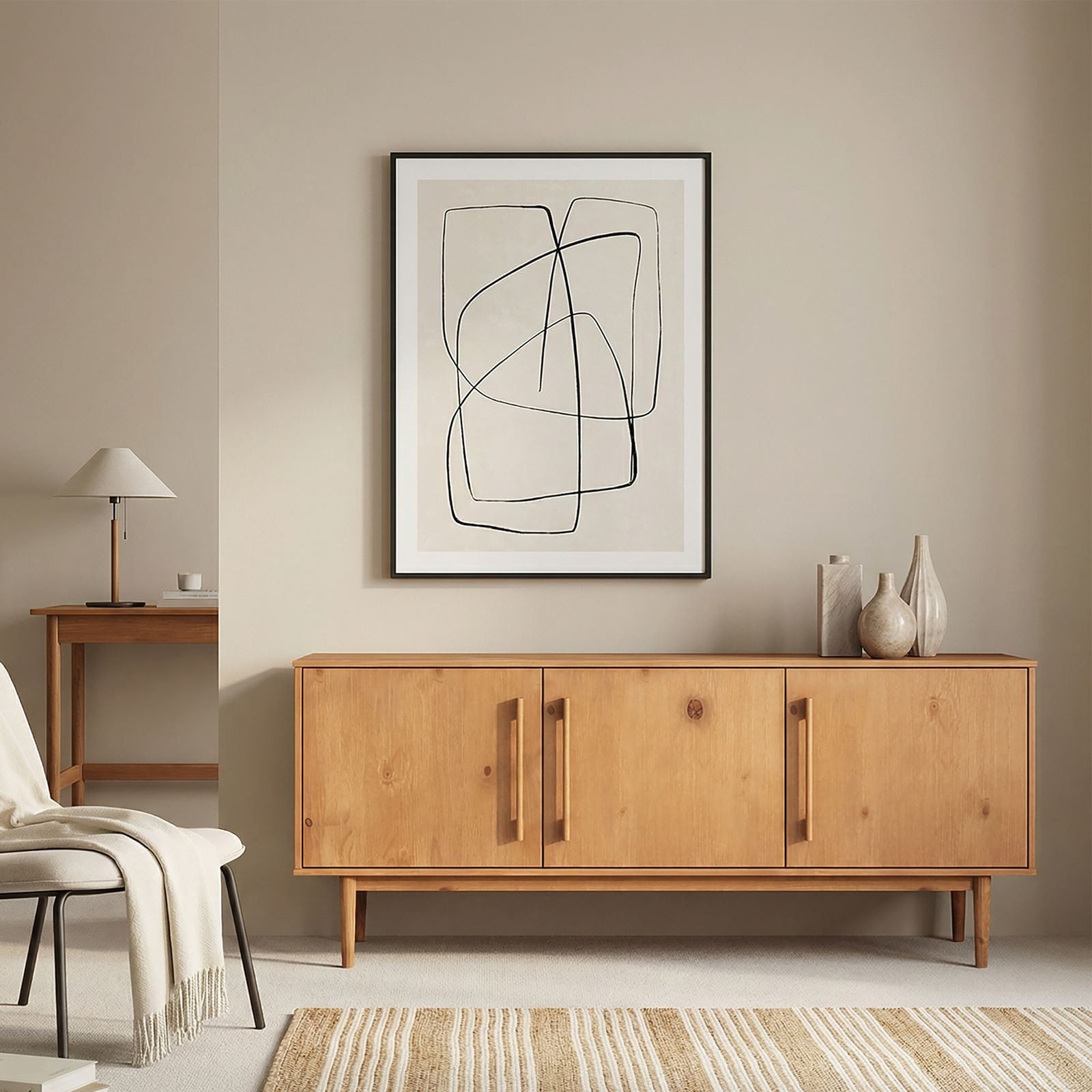 IDIMEX Sideboard TECCA, Wohnzimmer Kommode mit 3 Türen aus Massivholz eiche farben